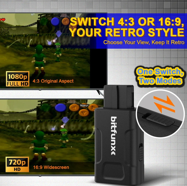 Bitfunx N64 HDMI Adapter 720P 1080P HD Converter Upscale N64 SNES SFC GameCube