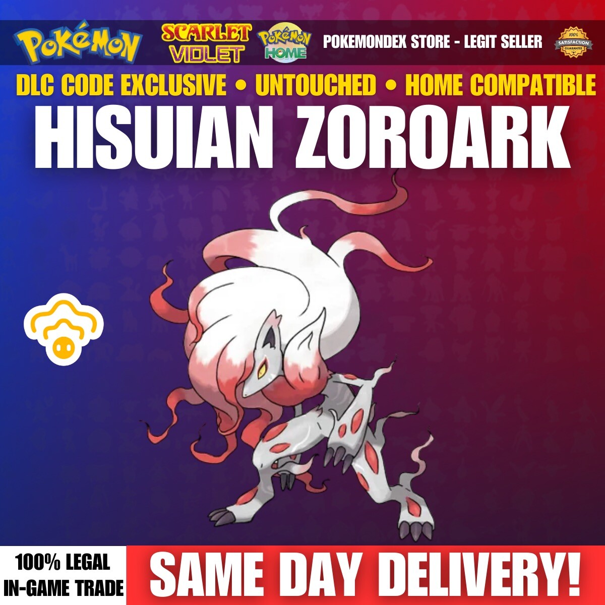 HISUIAN ZOROARK ⭐️ CODE EXCLUSIVE ⭐️ CHARISMATIC MARK ✨ POKEMON SCARLET & VIOLET