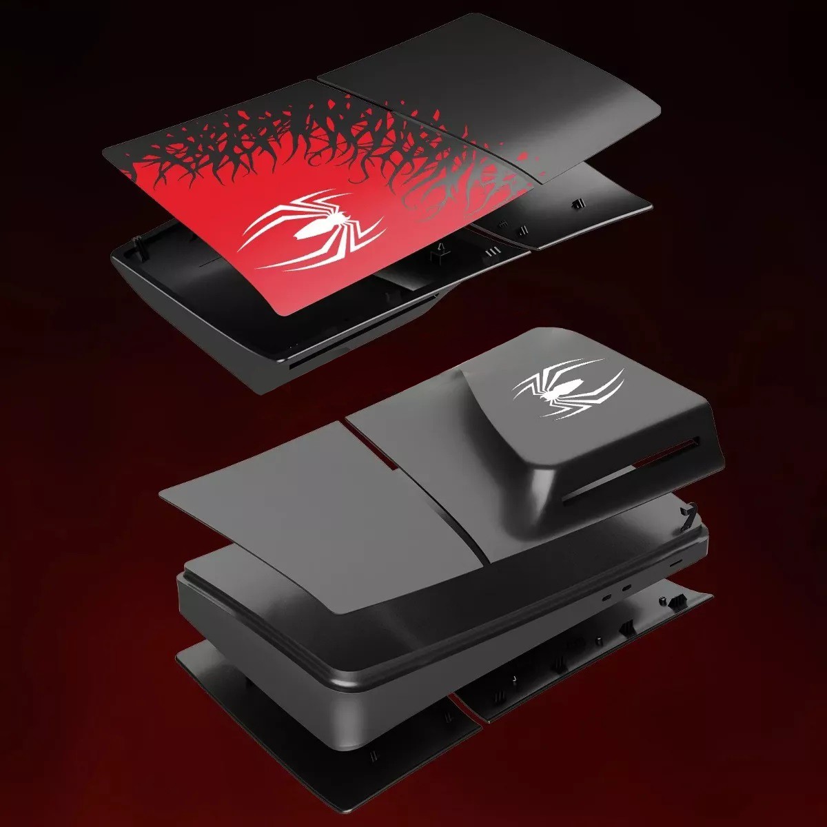 Cover Plates for PS5 Slim, ABS Faceplate Shell Covers – Spider Pattern Skin