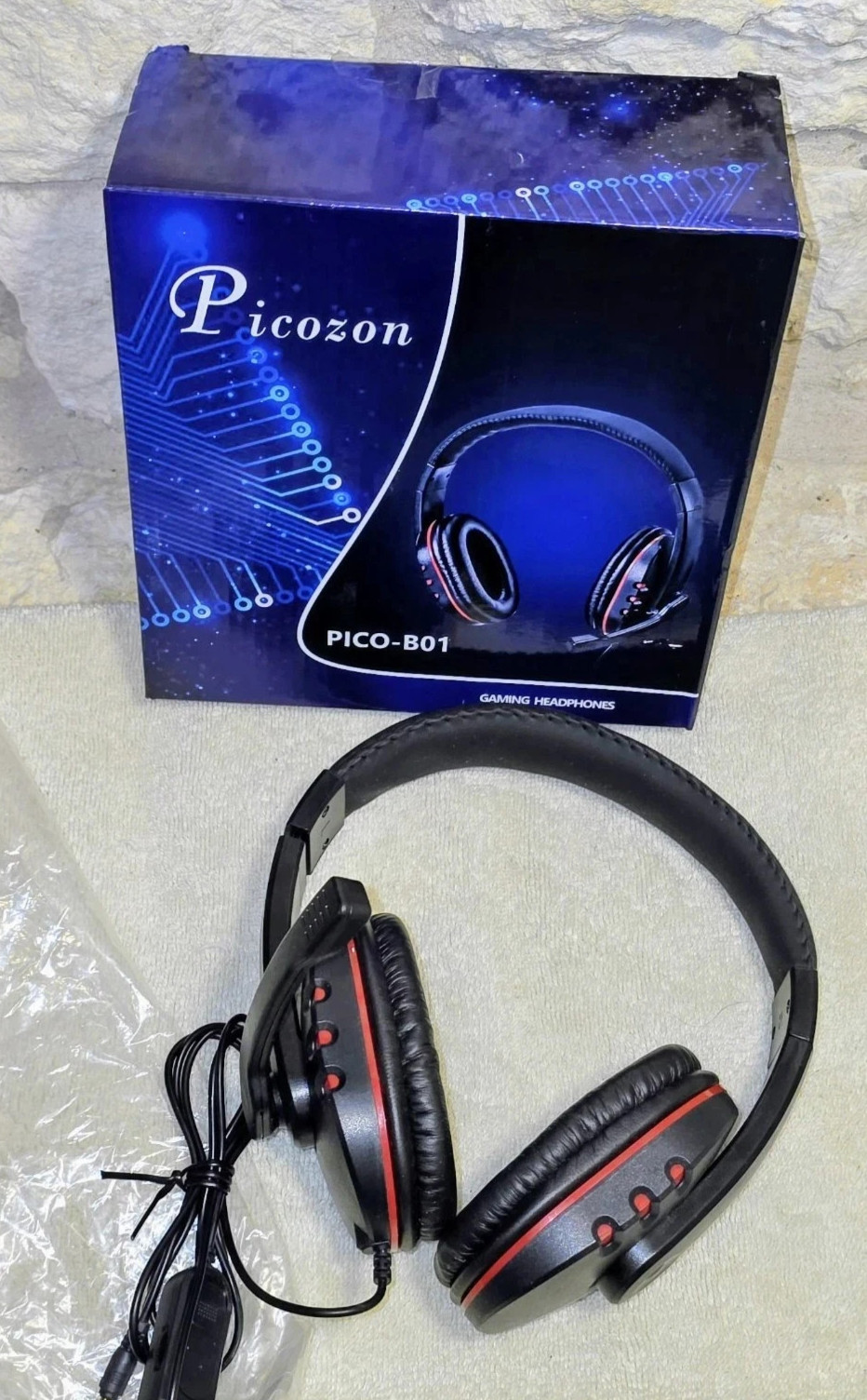 Picozon PICO-B01 Gaming Headphones With Boom Microphone, 3.5 mm Jack, New