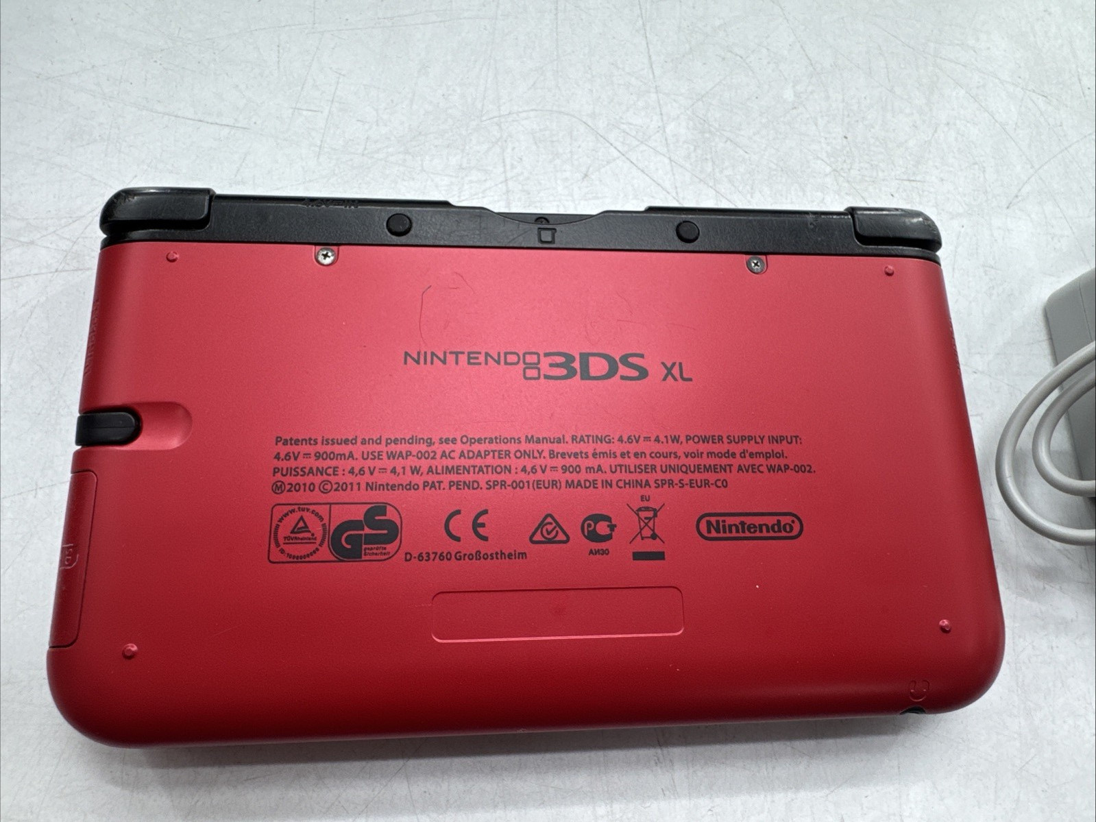 Nintendo 3DS XL Red Handheld Console with Charger