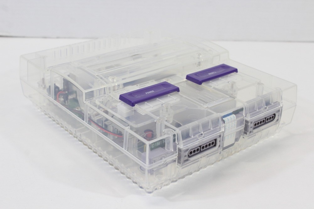 Super Nintendo Crystal Clear Console SNES SFC Converted Controller AC AV Mario