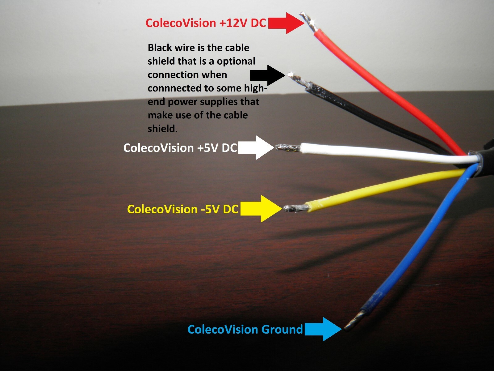 Power cable for Blue Chip, ColecoVision, Spectravideo 318/328, and TI-99 series