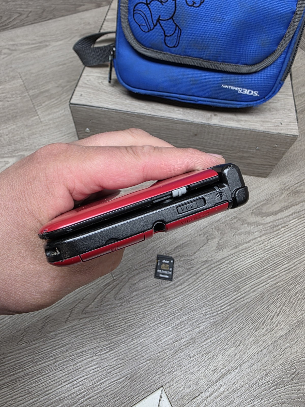 Nintendo 3DS XL SPR-001 Handheld Console Flame Red & Black with Carrying Case