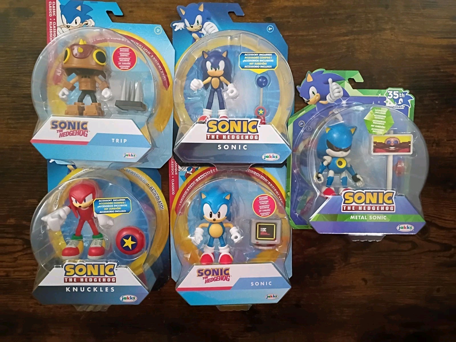 5-PK SONIC the HEDGEHOG 4″ Lot Knuckles Trip Metal Classic Modern 35th Jakks