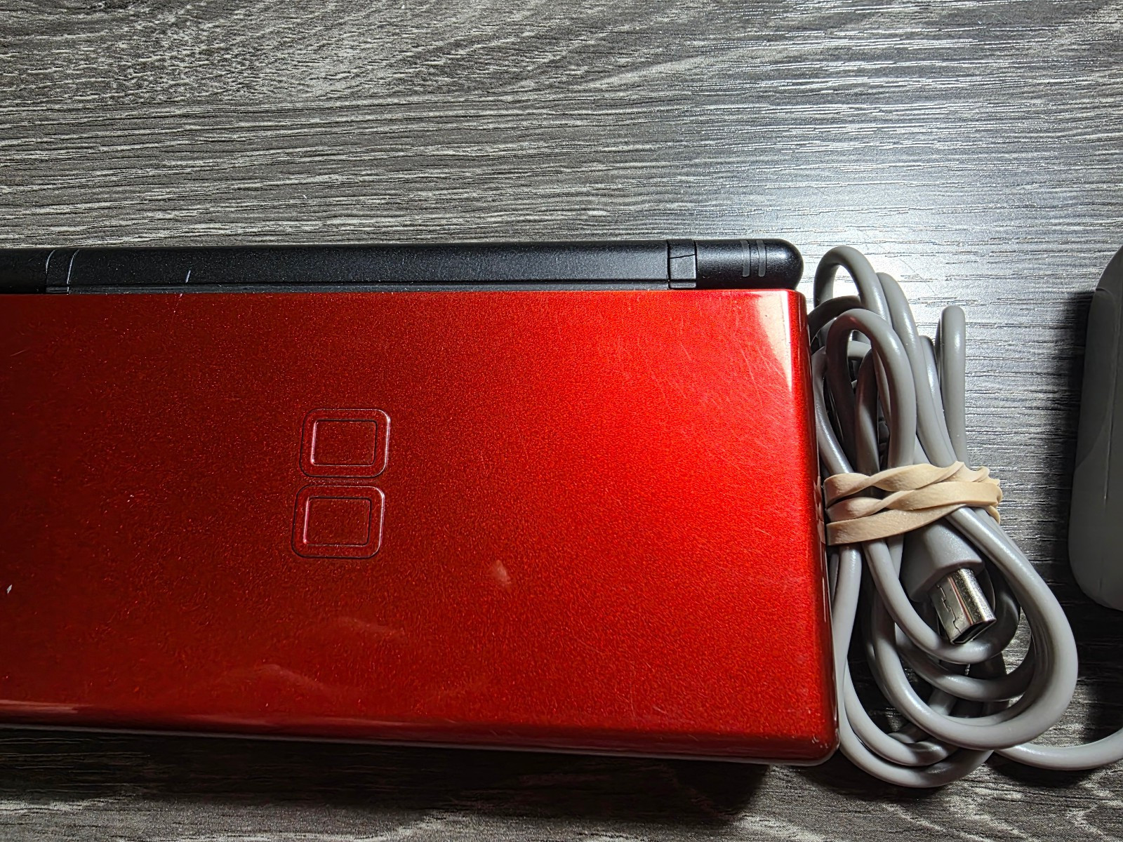 Nintendo DS Lite Red System Console W/ Stylus, GBA Port Cover, Charger TESTED