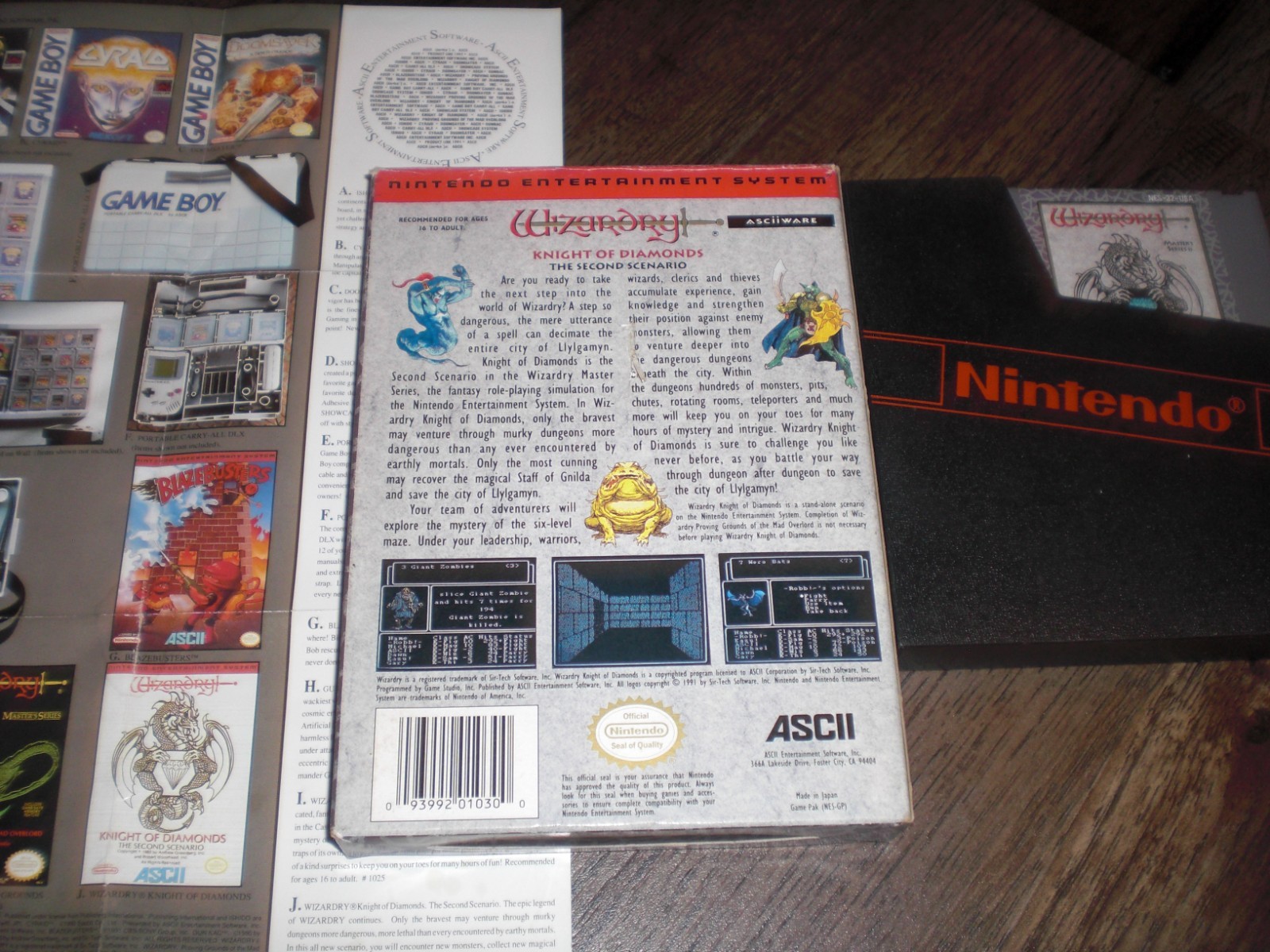 Wizardry Knight of Diamonds Nintendo NES COMPLETE CIB Box Game Cart Insert NM
