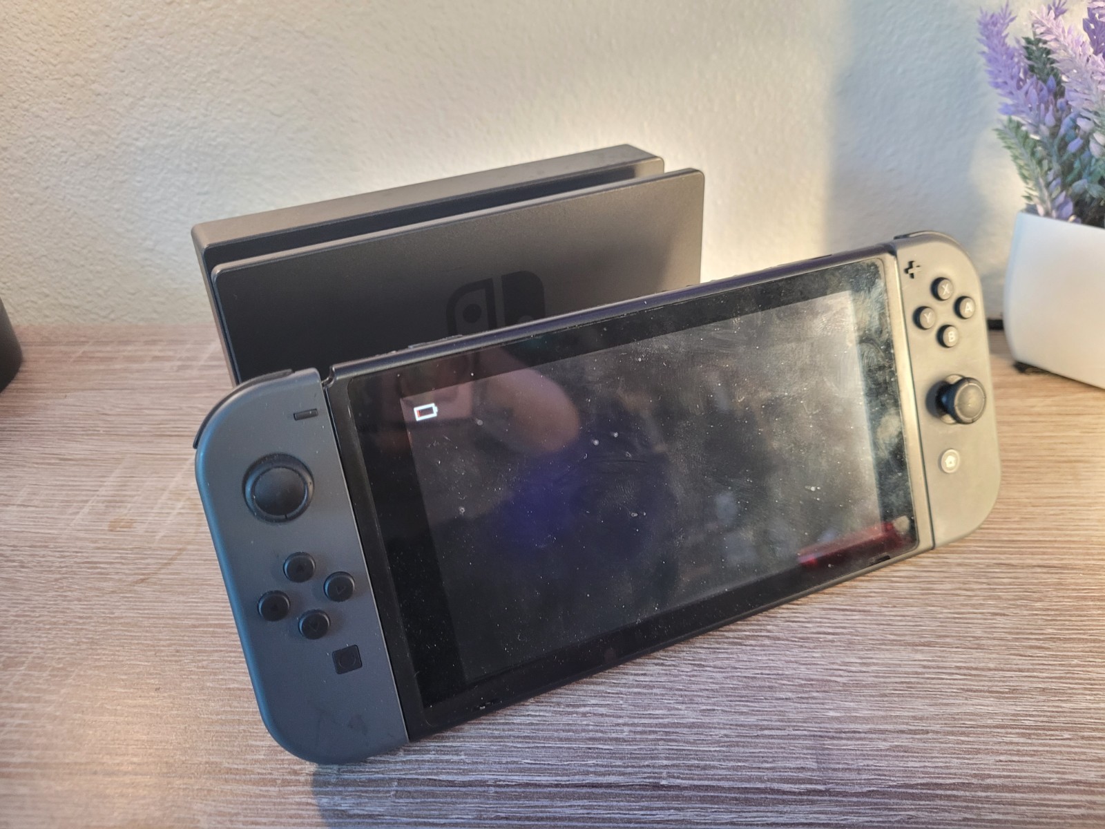 Nintendo Switch HAC-001, Dock, and A/C – Grade C- *Screen Blemish, Bad Battery*