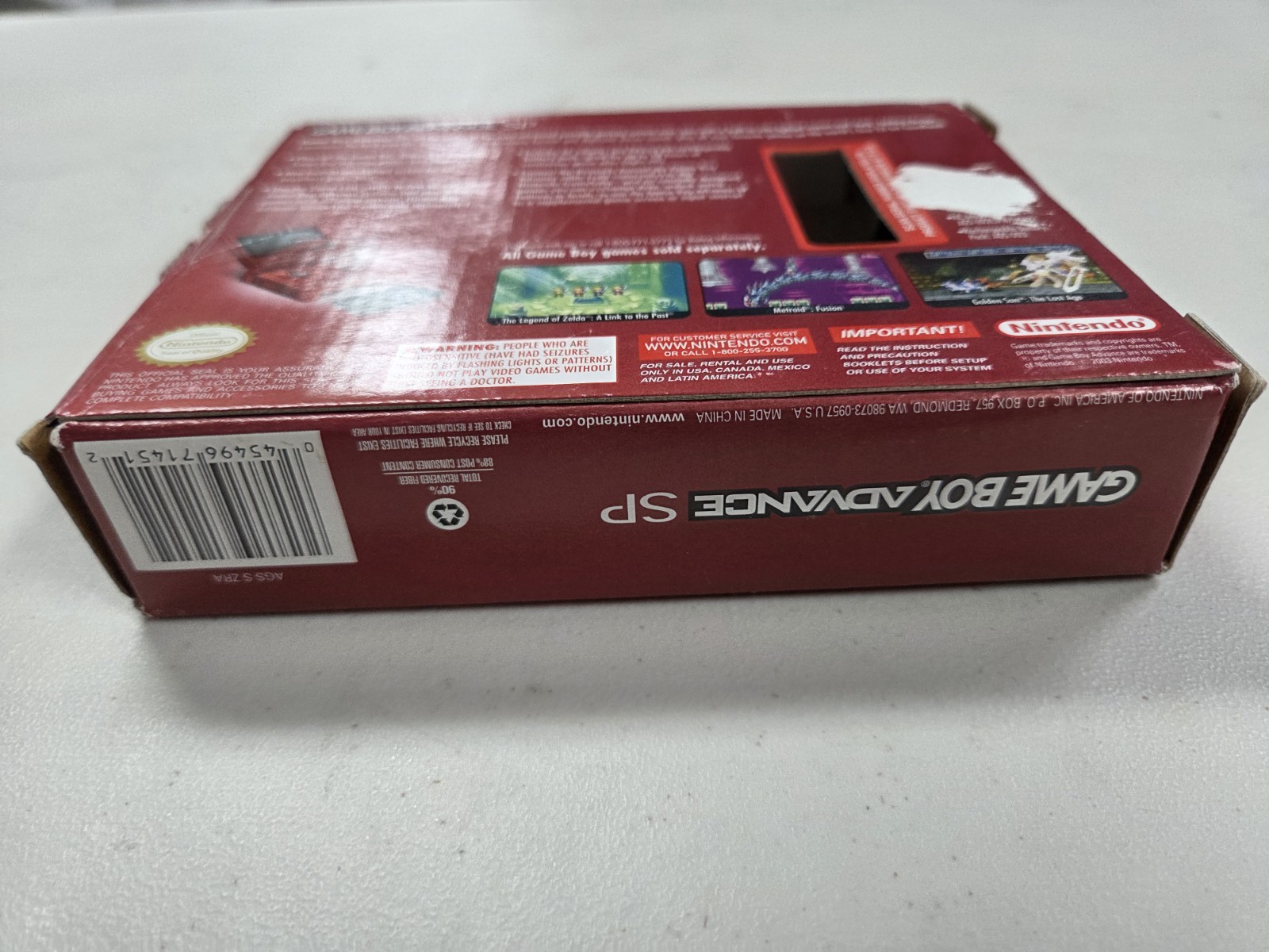 Nintendo Game Boy Advance GBA SP Flame Red Box Manual Inserts Only SEE PHOTOS