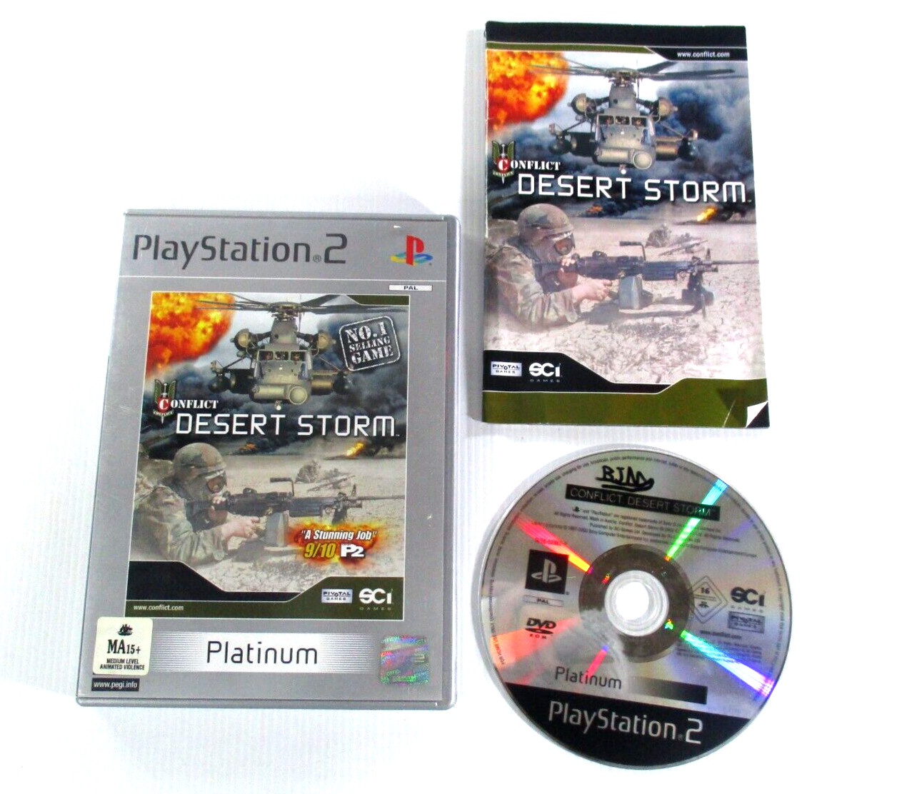 Conflict Desert Storm Platinum PS2 Game MA15+ PAL R4 2002 SCI Game Manual Tested