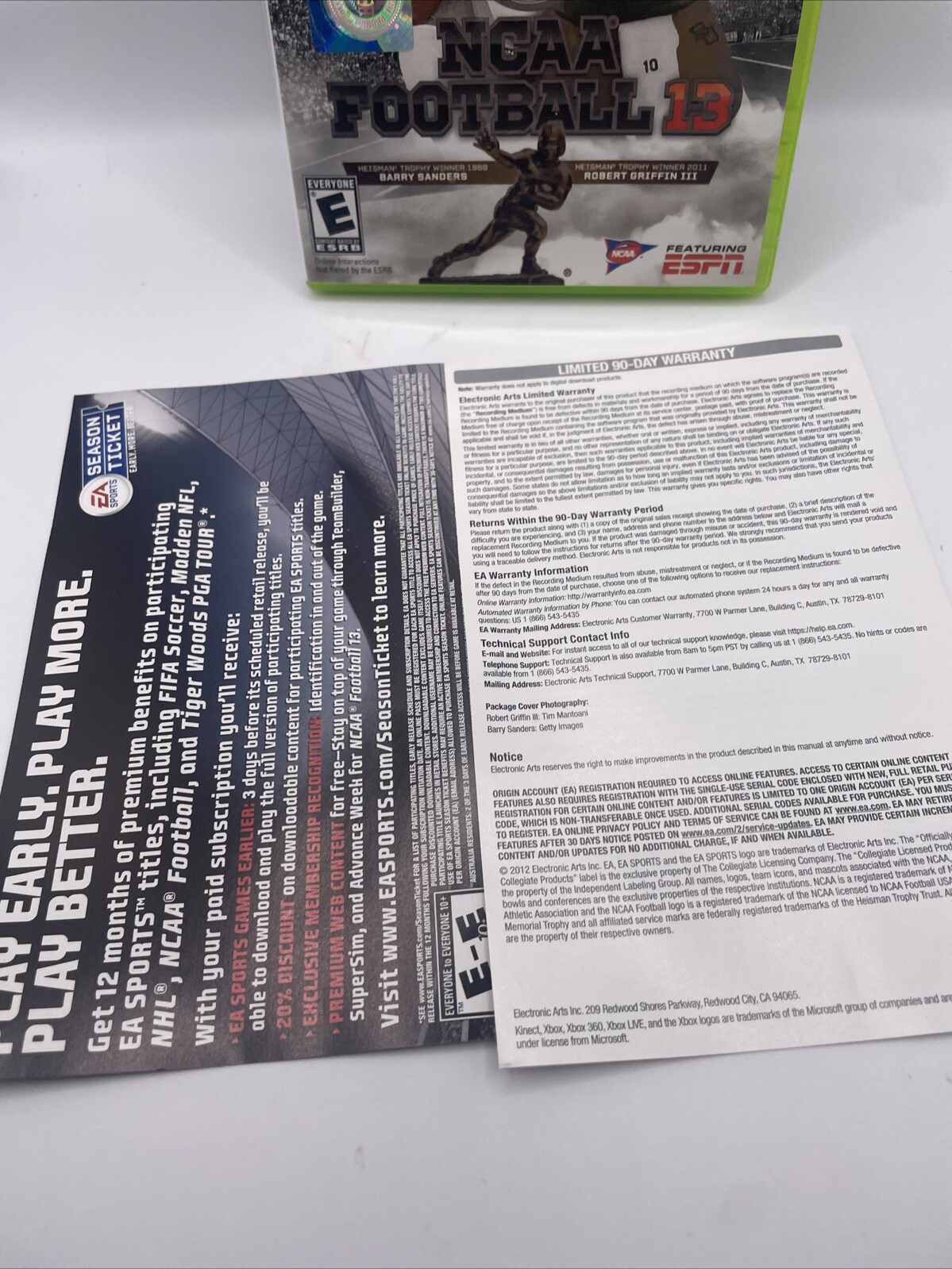 NCAA Football 13 (Microsoft Xbox 360, 2012) – Complete with Inserts – TESTED