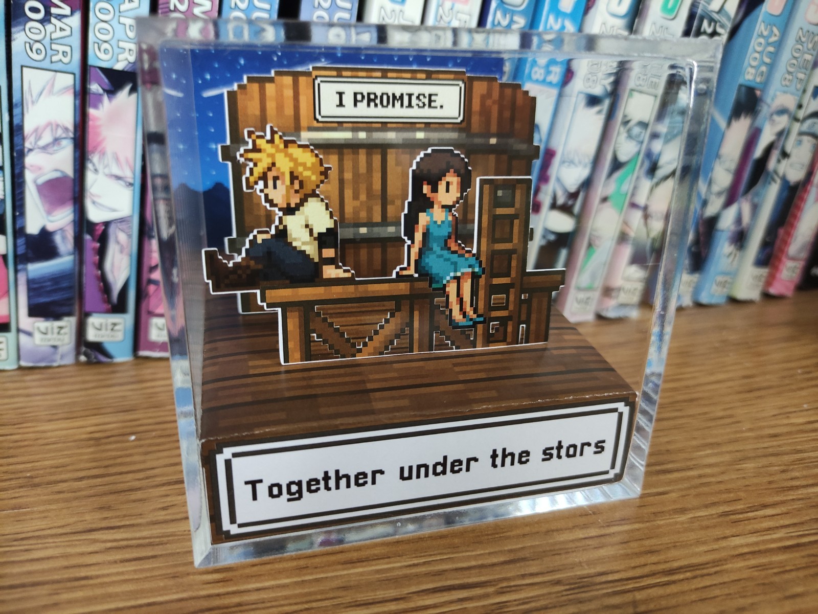 Final Fantasy Cloud Tifa Promise Diorama Cube – Water Tower Scene, Handmade Art