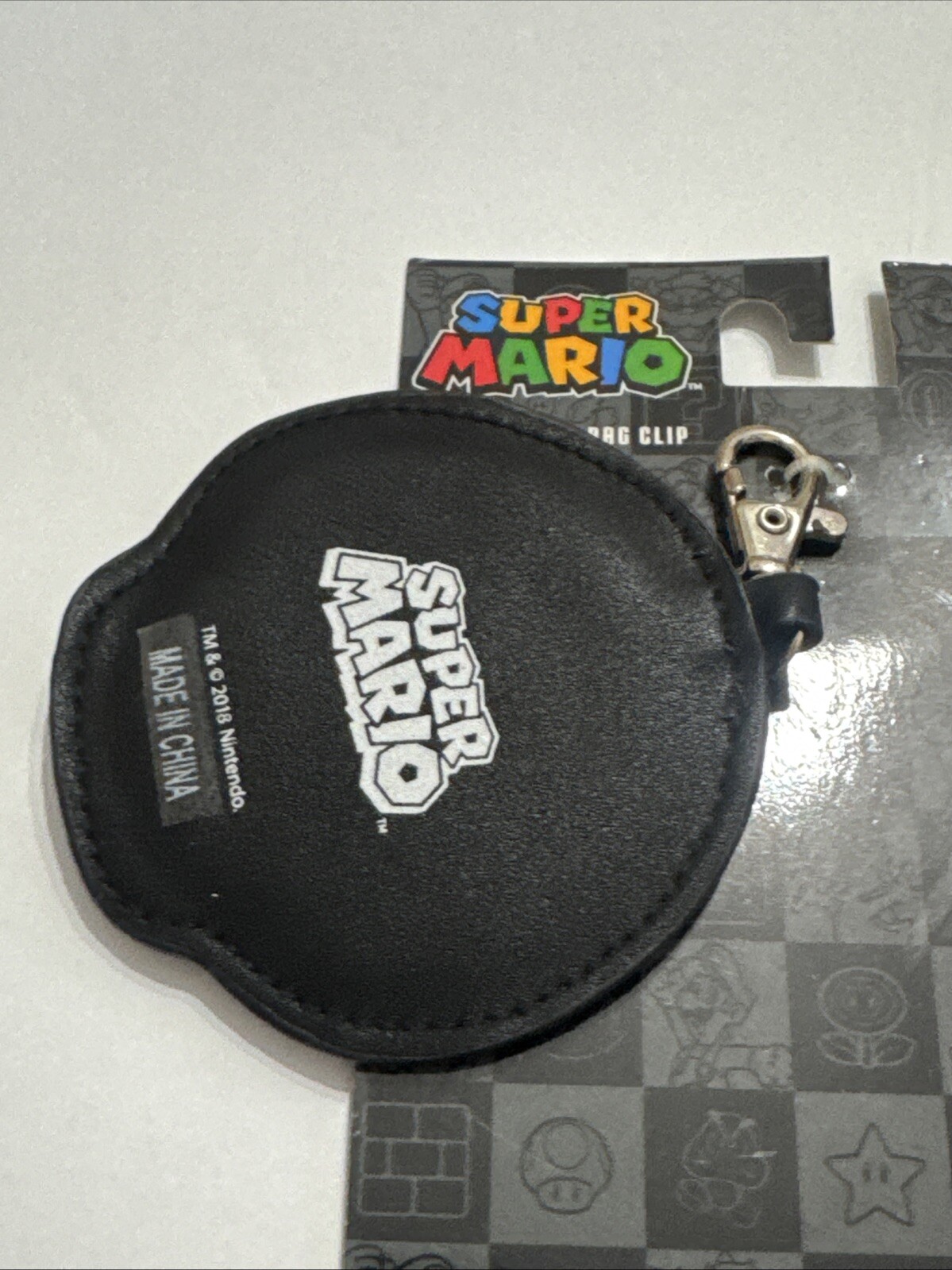 Nintendo Super Mario Mushroom Zipper Pull Bag Clip Red White Black