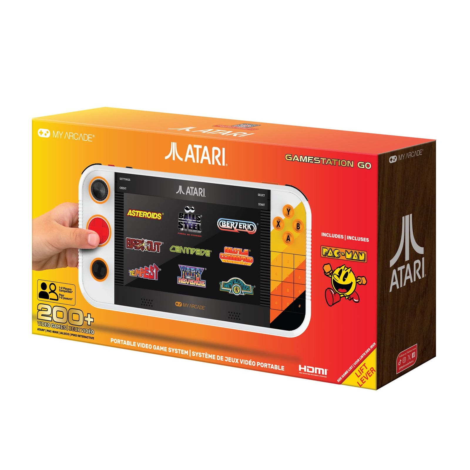 My Arcade Atari Gamestation Go: Rechargeable Battery, Over 200+ Large, Black