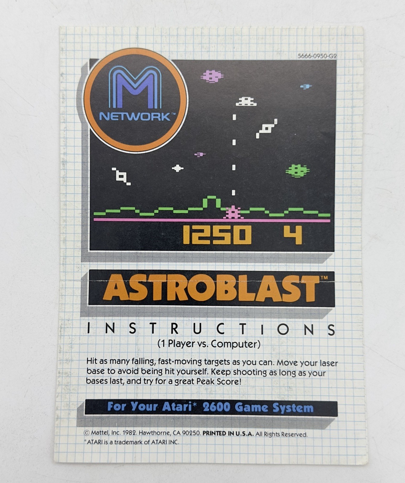 MANUAL ONLY Astroblast for Atari 2600 Vintage 1982 GUC FREE S&H NO TRACKING