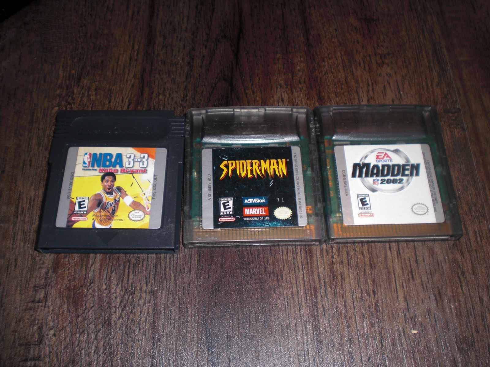 NBA 3 on 3 ft Kobe Bryant Spiderman Madden 2002 Nintendo Game Boy Color GBA READ