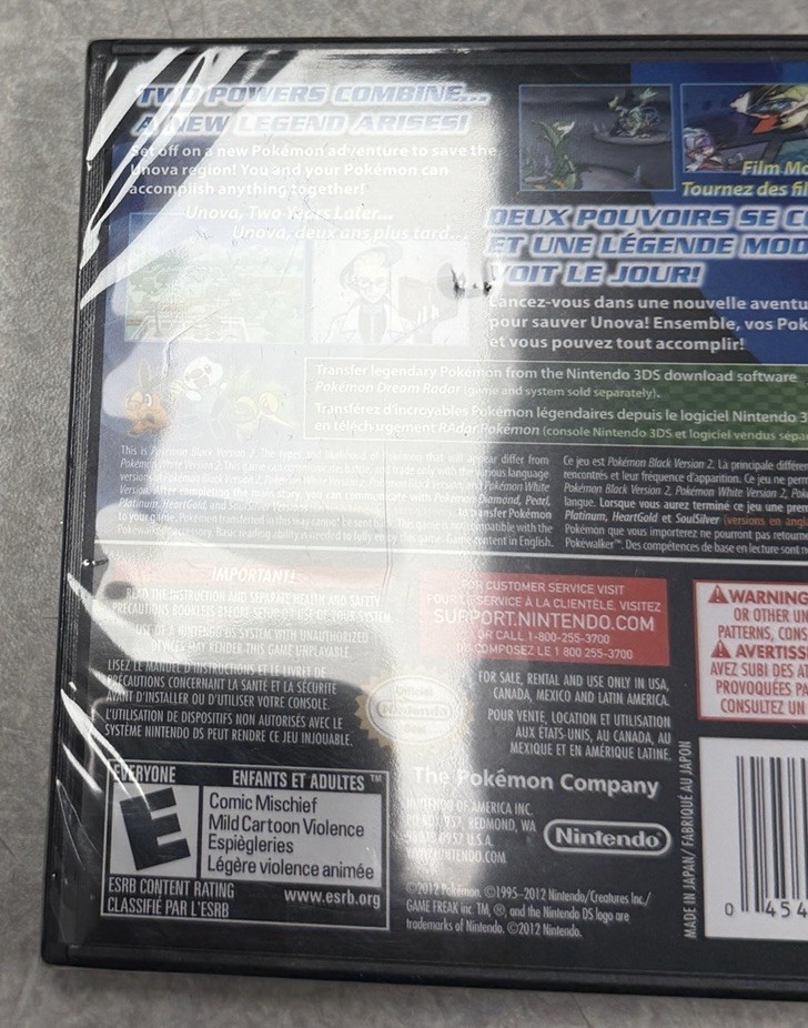 Pokémon Black Version 2 Nintendo DS, 2012 New Factory Sealed Authentic Protector