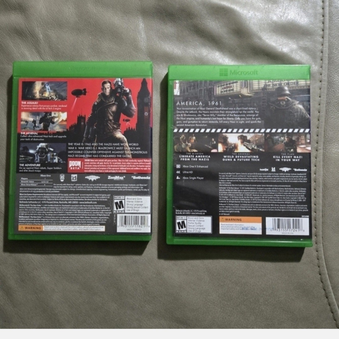Microsoft Xbox One Wolfenstein The New Order + Wolfenstein II New Colossus Lot