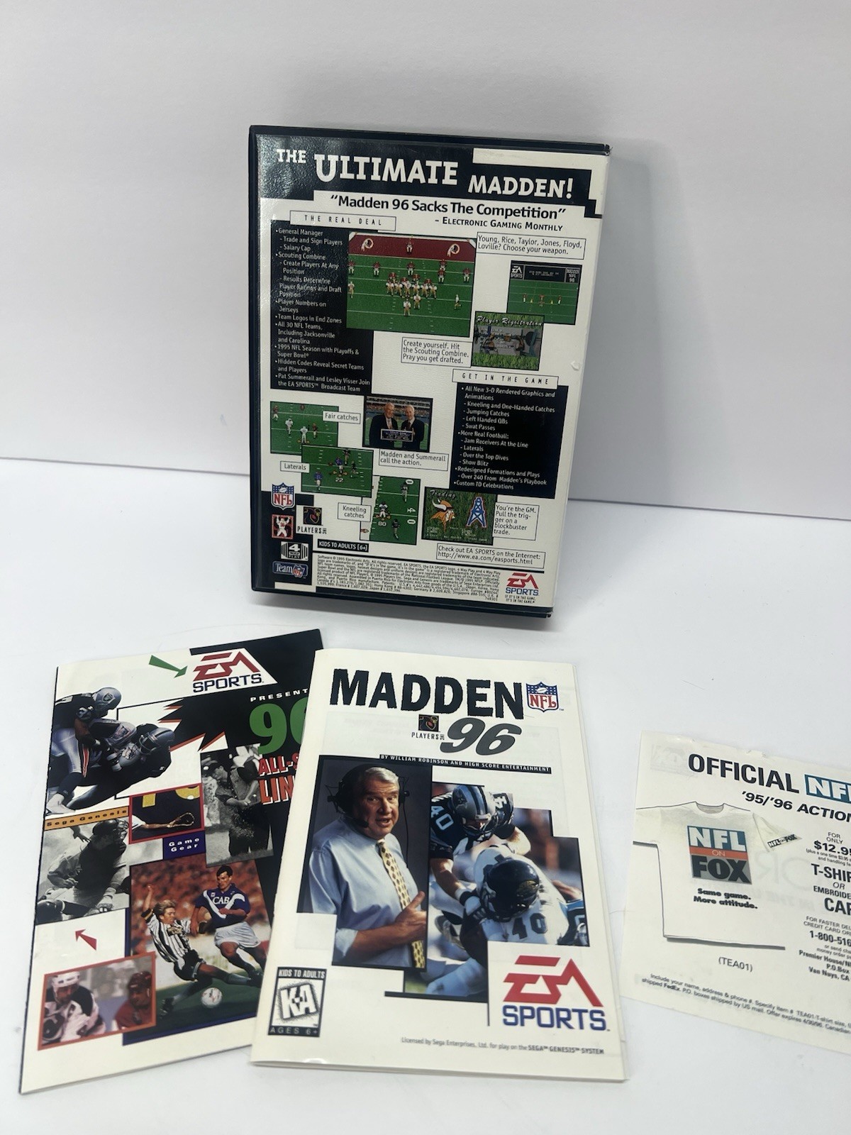Madden NFL 96(Sega Genesis, 1995) With Manual And Promo Booklets EA Sports