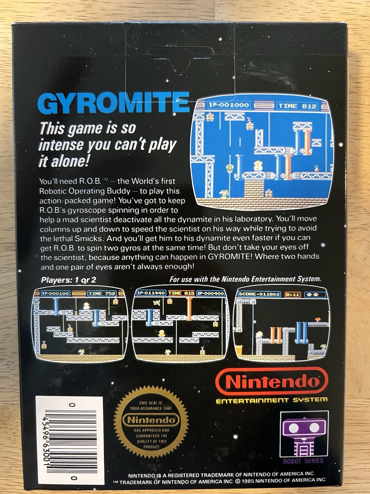 1985 Gyromite NES MATTE STICKER SEAL Hang-Tab NO CODES 1st BOX Nintendo TESTED!