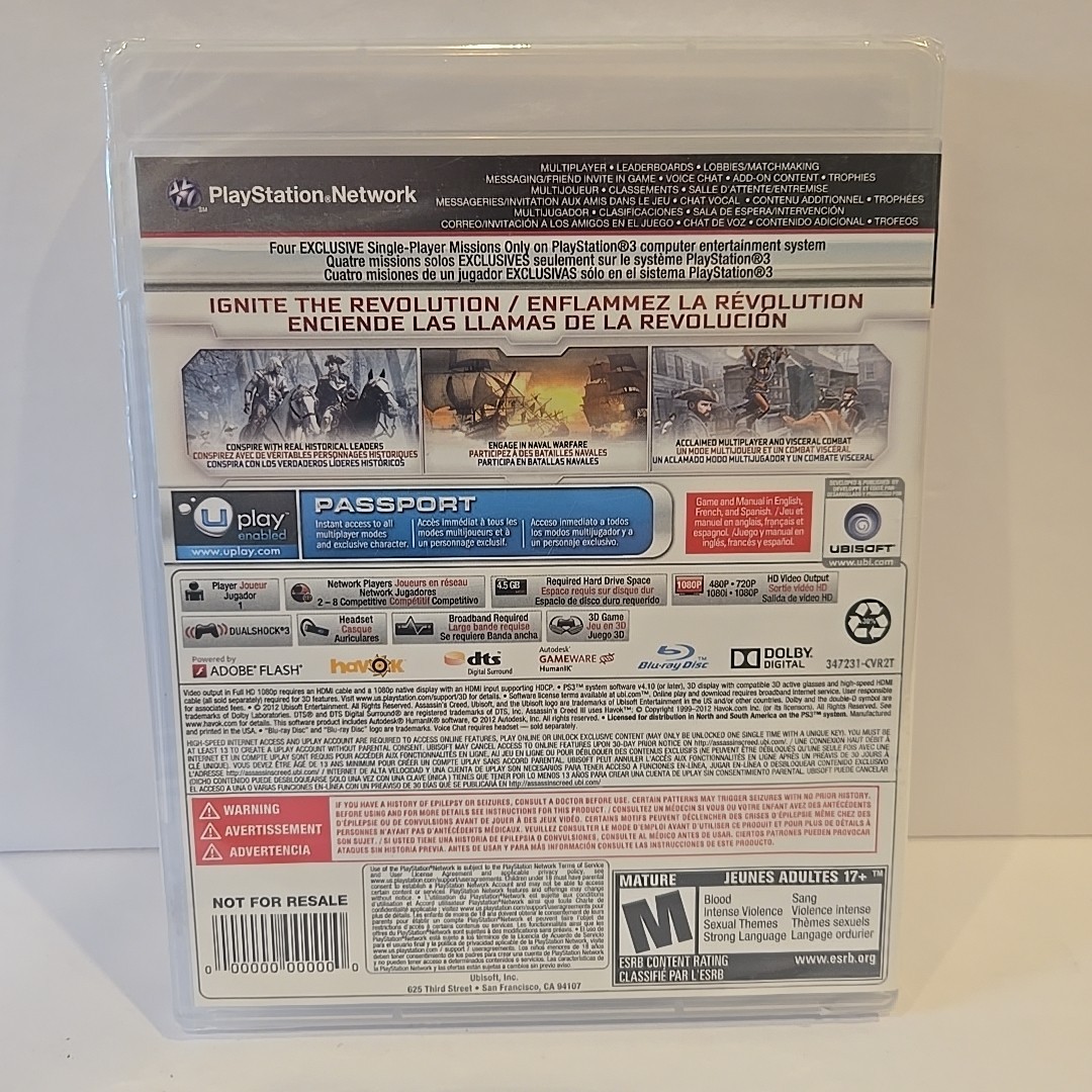 Assassin’s Creed III 3 (PlayStation 3/PS3) Brand New