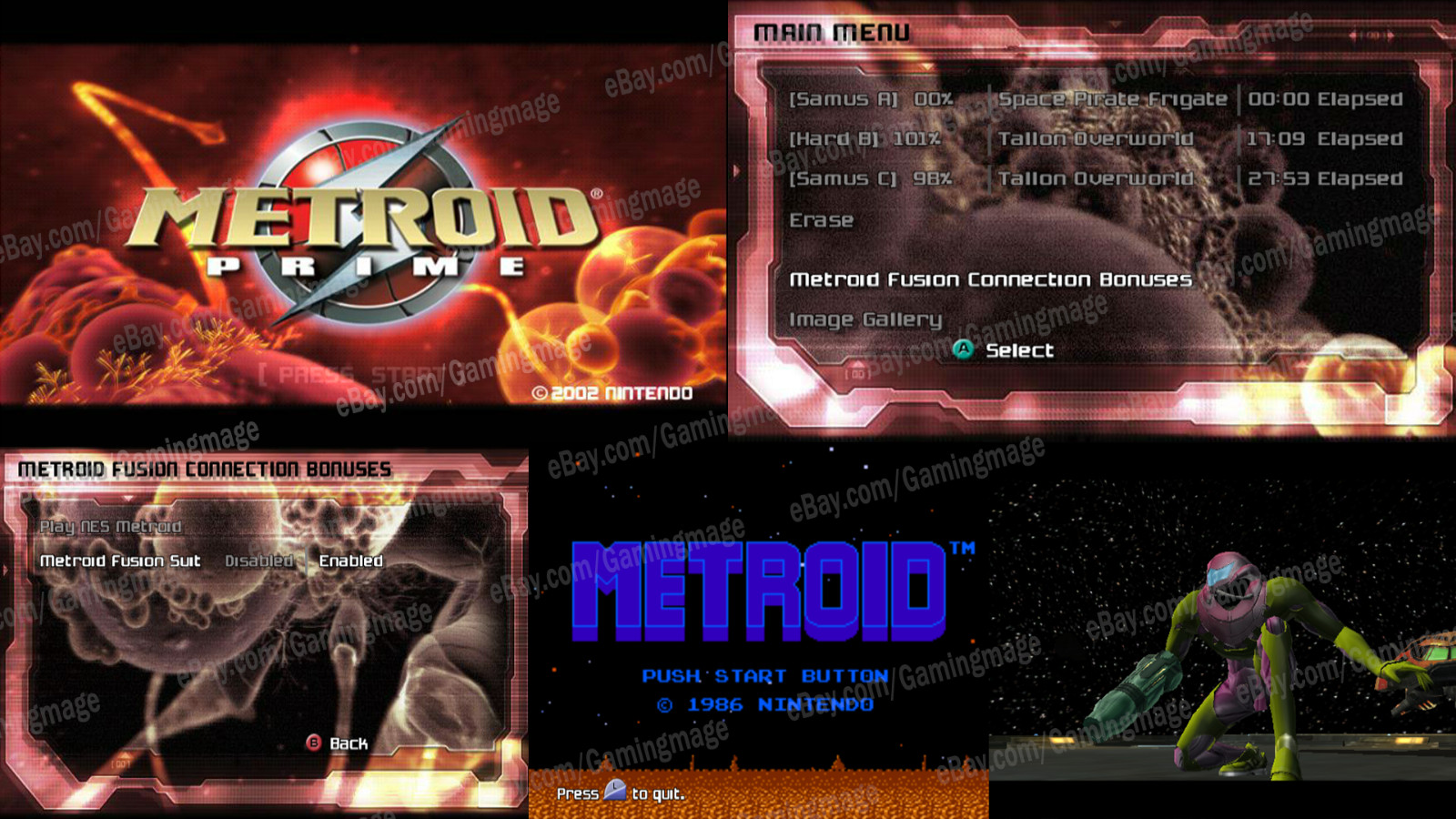 Metriod Prime Echoes & Metriod Prime 100% Ṥave Gamecube Memory Card! (NO GAME)