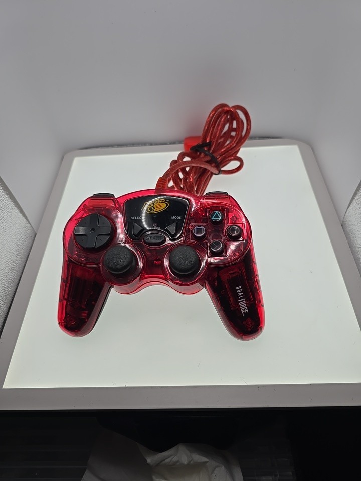 Mad Catz PS2 Dual Force Controller / Cable Clear Red Playstation 2 Wired Tested
