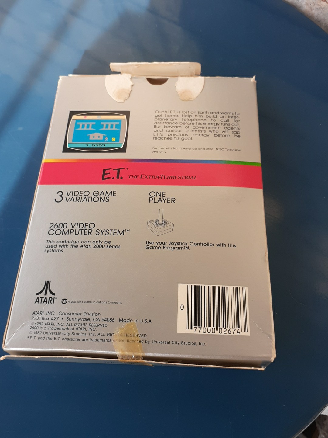 E.T. The Extra-Terrestrial Atari 2600 1982 Vintage in Box W/Manual & Tips