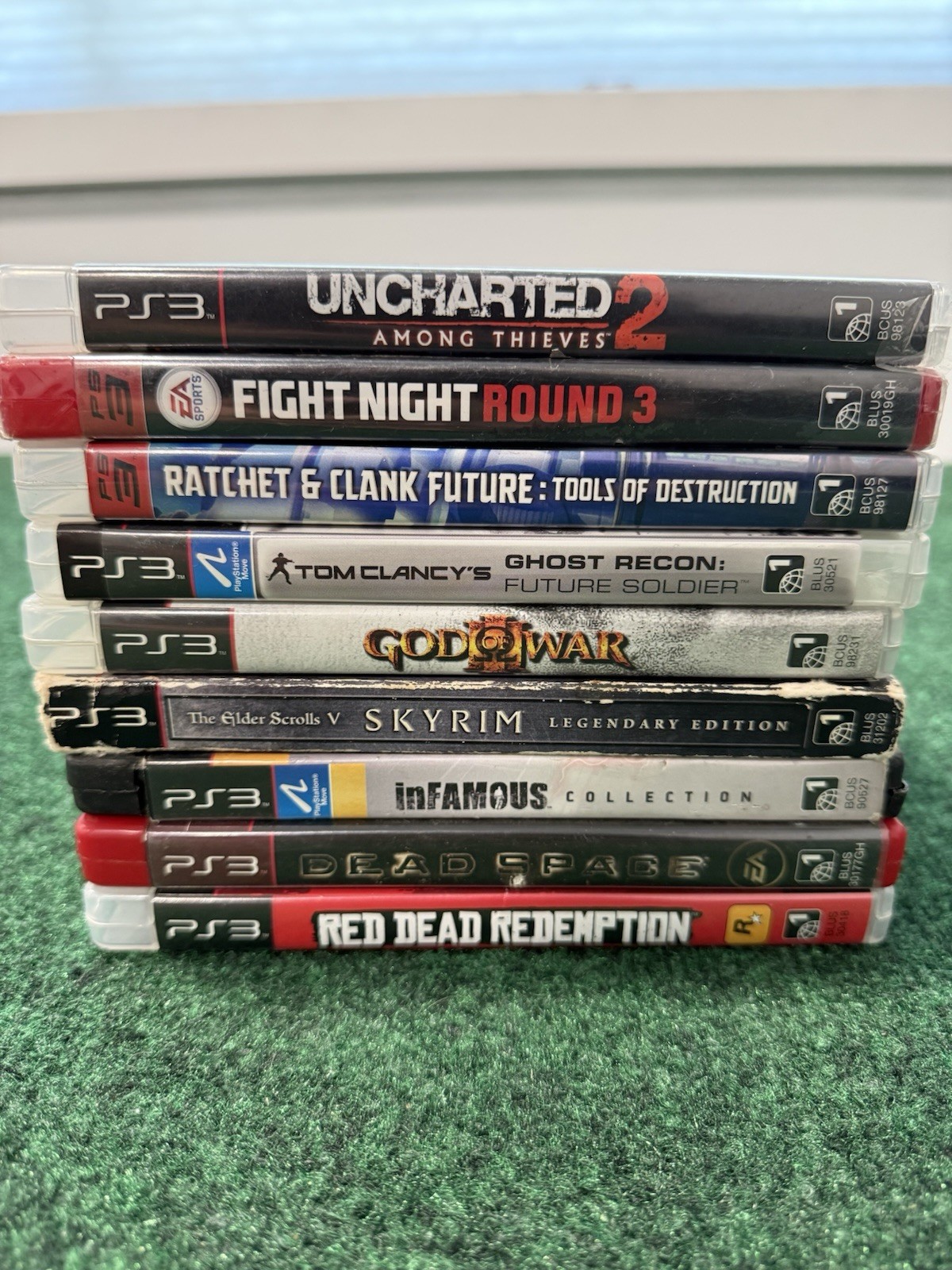 PlayStation PS3 9 Games Lot Uncharted Skyrim Dead Space God Of War Ratchet Red