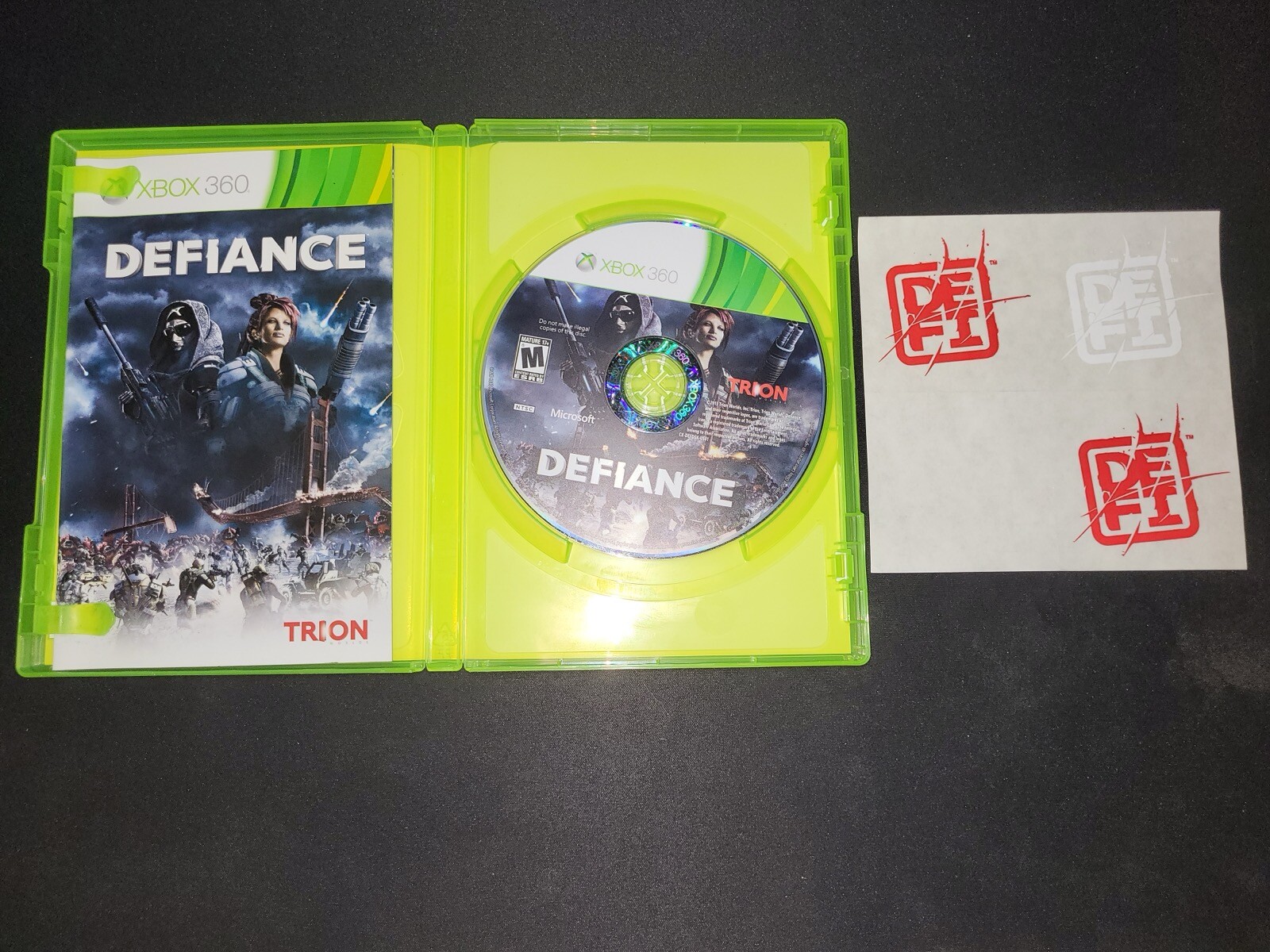 Defiance Trion Worlds Microsoft Xbox 360 EX+NM condition COMPLETE+stickers!
