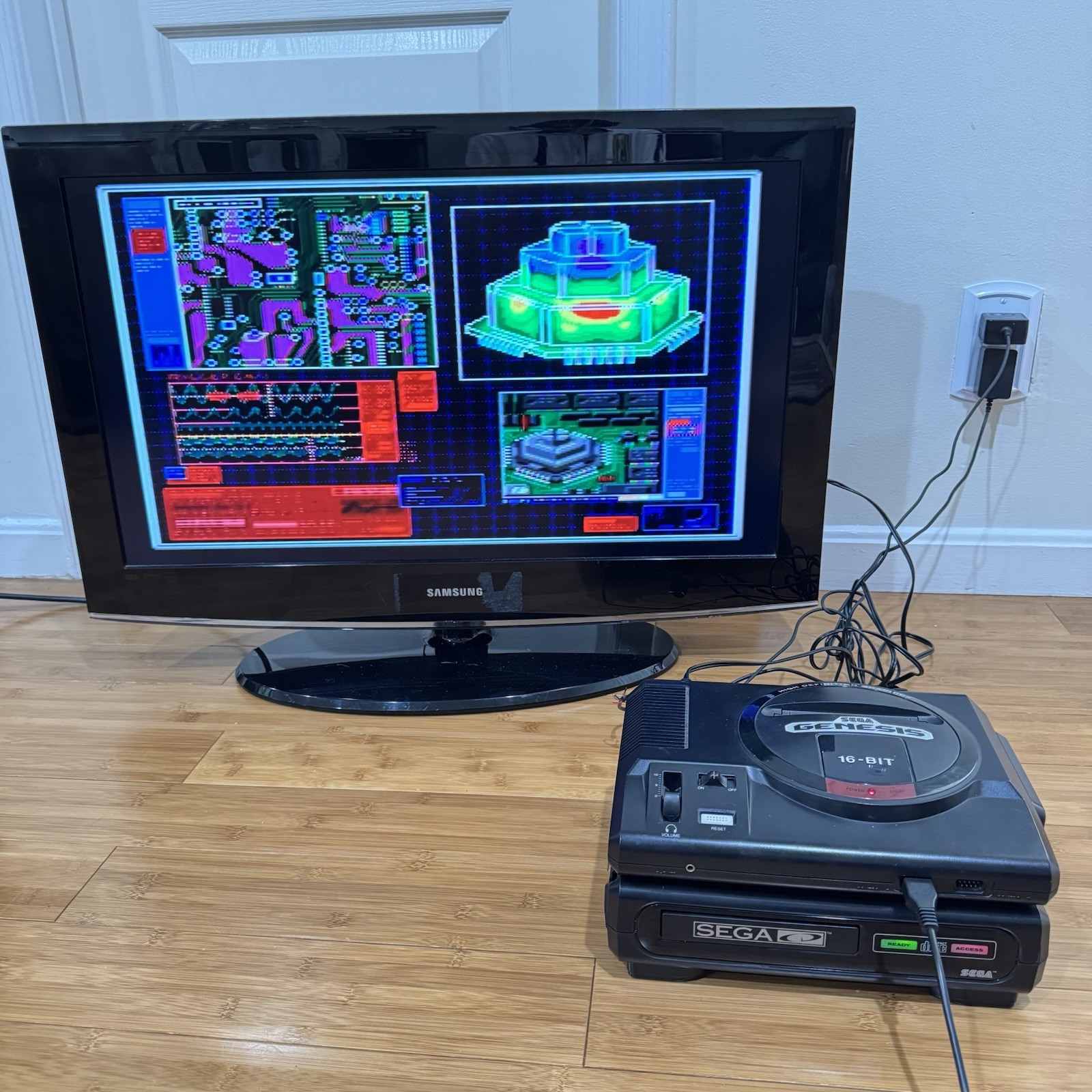 Sega Genesis CD Model 1 Console System! Tested Works! NEW SAVE BATTERY INSTALLED