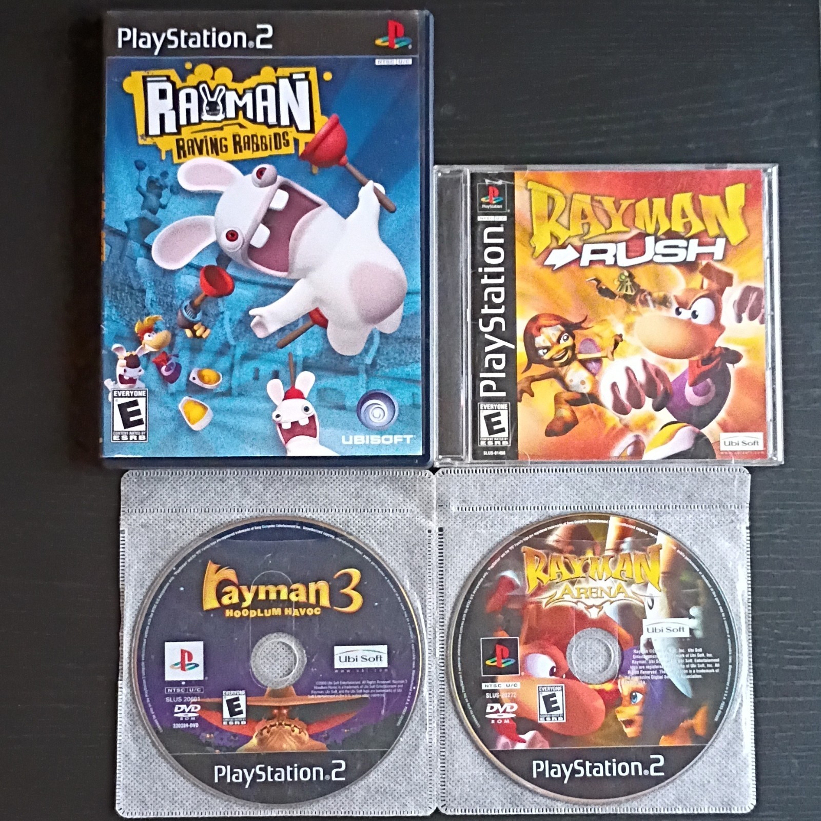 PS2 & PS1 Rayman Lovers’ Lot-Rayman 3, Rush, Arena & Raving Rabbids (All Tested)
