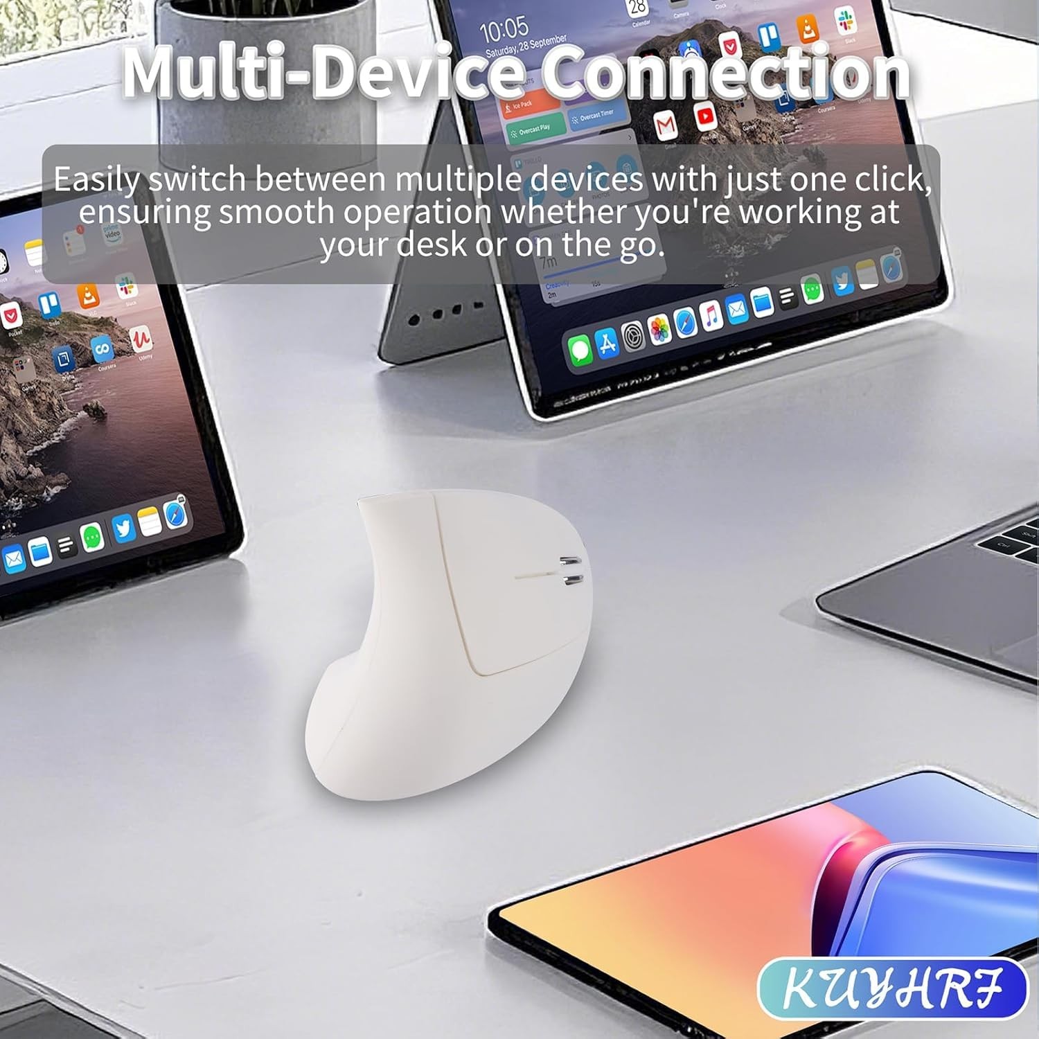 Ergonomic Vertical Wireless Mouse – USB C Dual Interface, Multi-Device Compat…