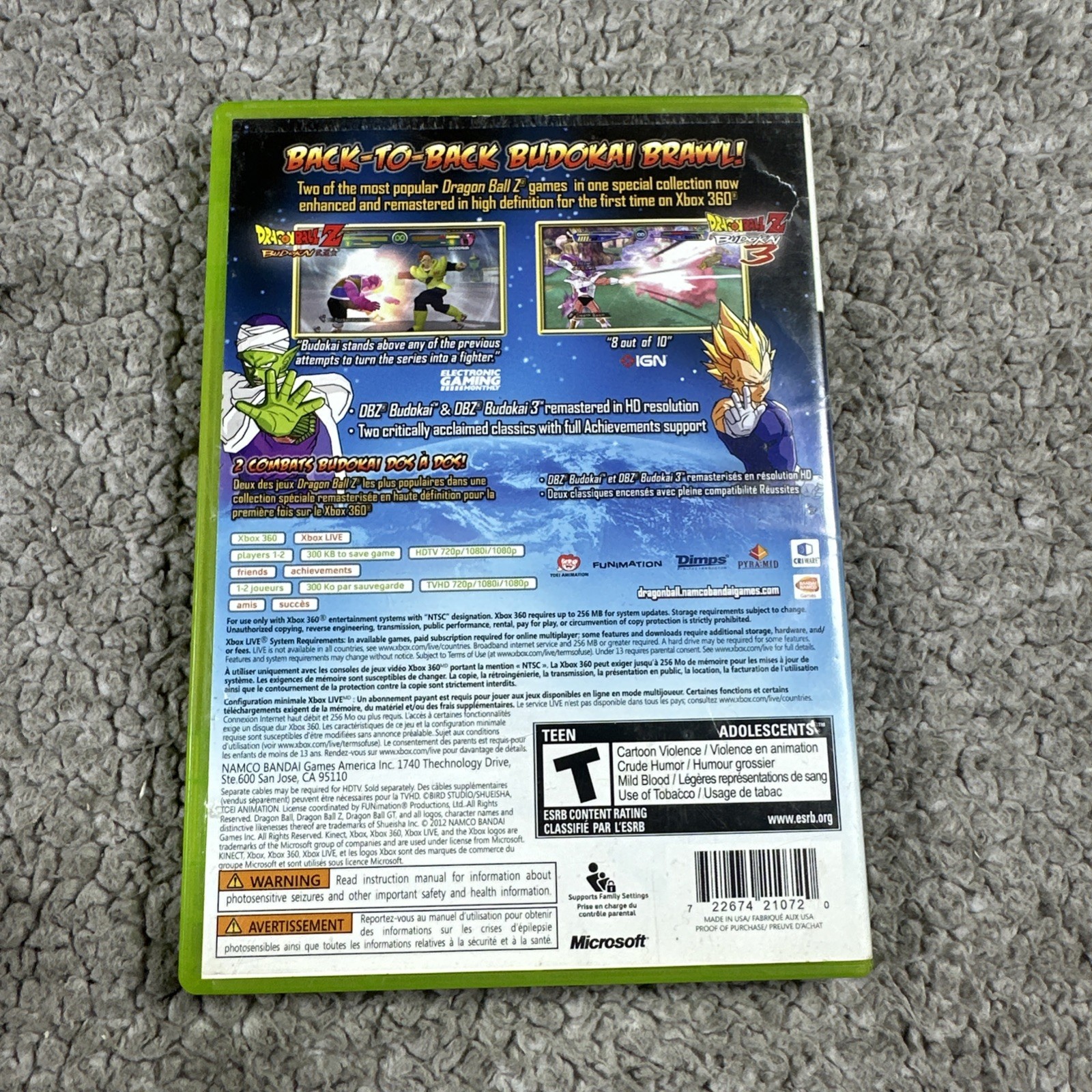 Dragon Ball Z: Budokai HD Collection -Xbox 360 (2012) Complete (No manual)