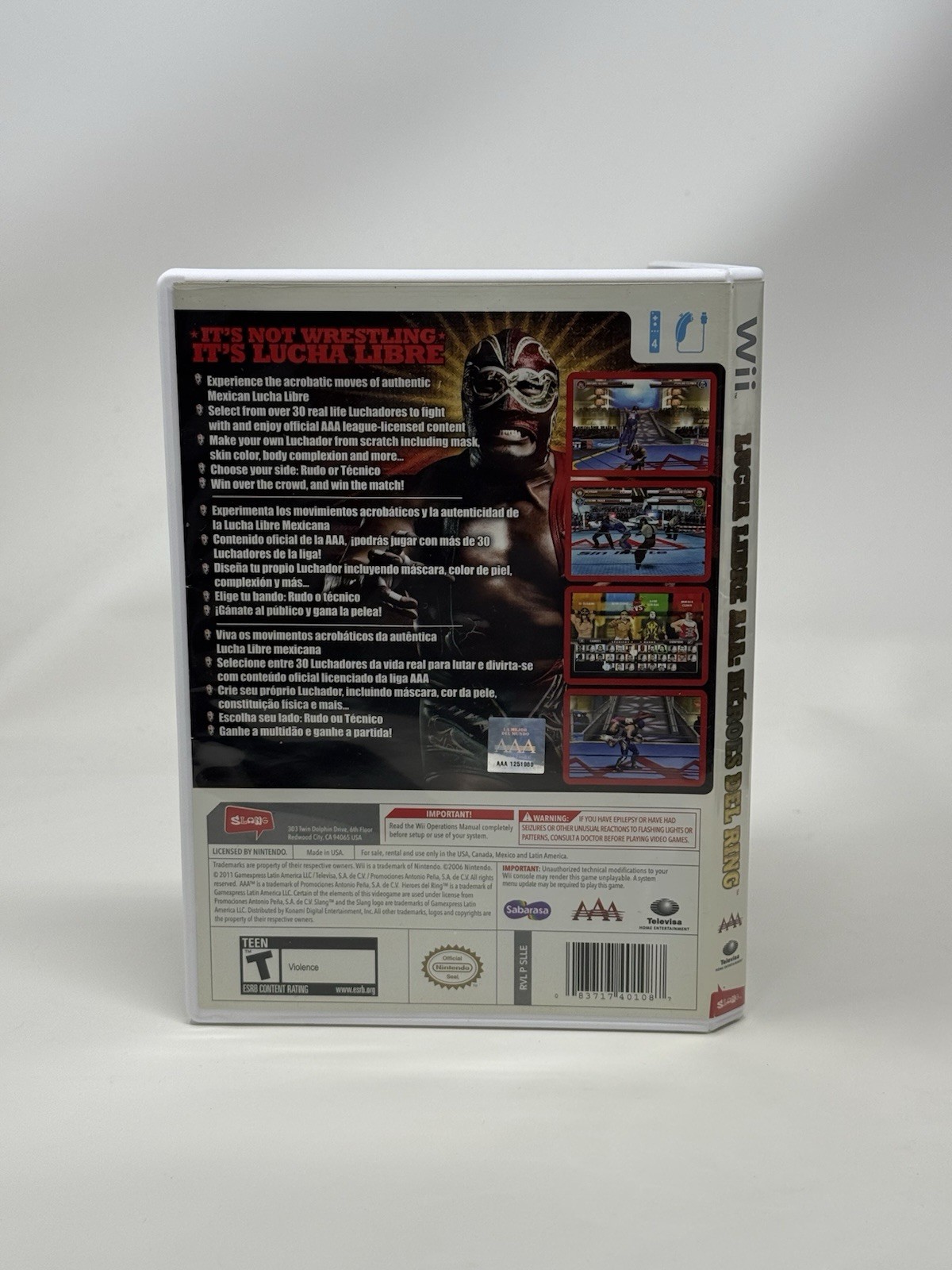 Lucha Libre AAA Heroes del Ring Nintendo Wii Complete CIB La Parka Mexico Cover