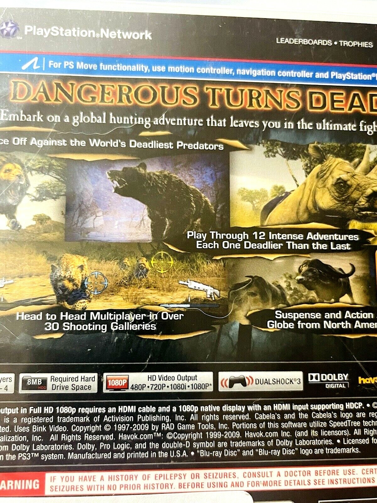 PS3 Cabela’s Dangerous Hunts 2011 PlayStation 3 W/ 3D Glasses, Disc Is Excellent