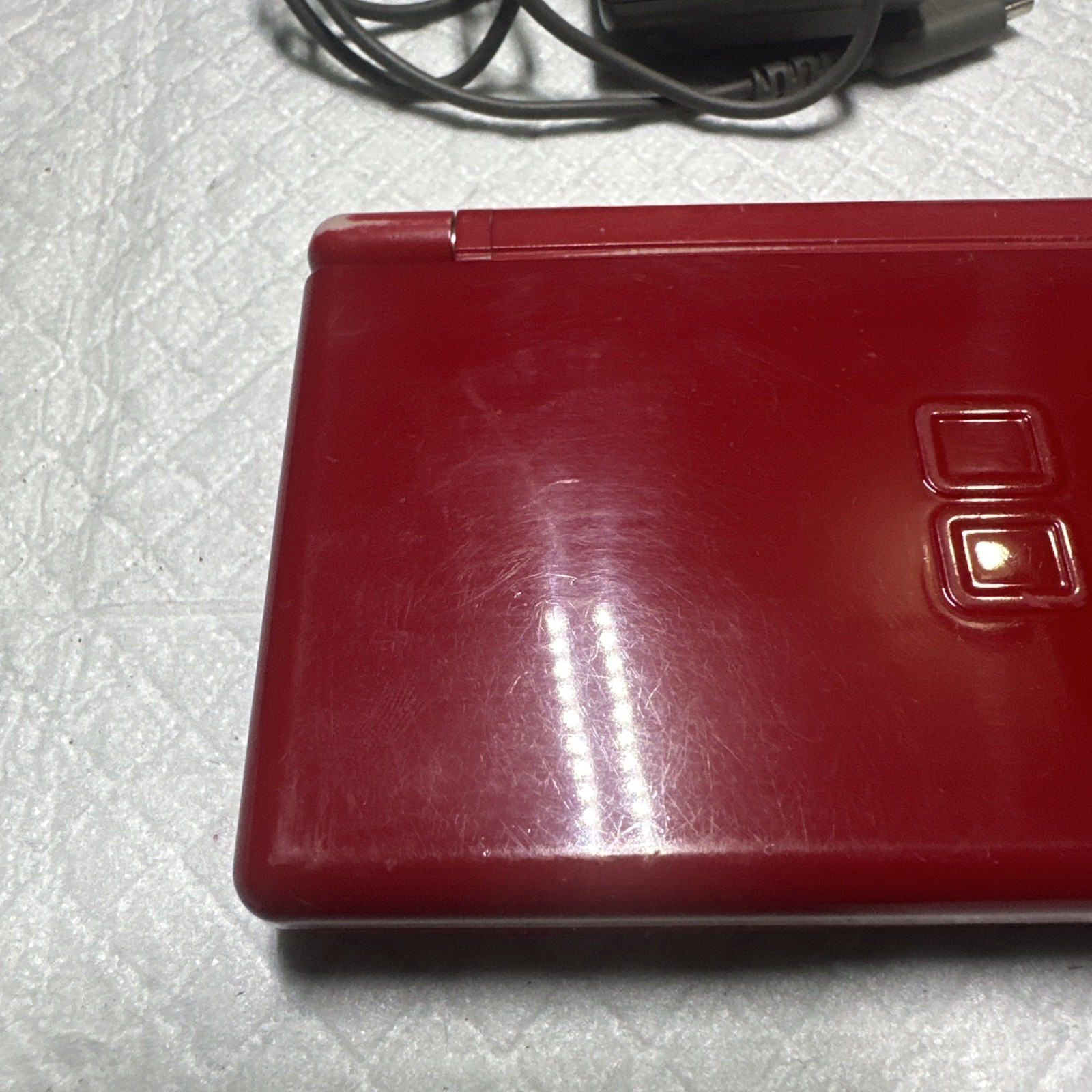 Nintendo DS Lite Mario Edition Console w/ Charger & GBA WORKS! BAD HINGE!