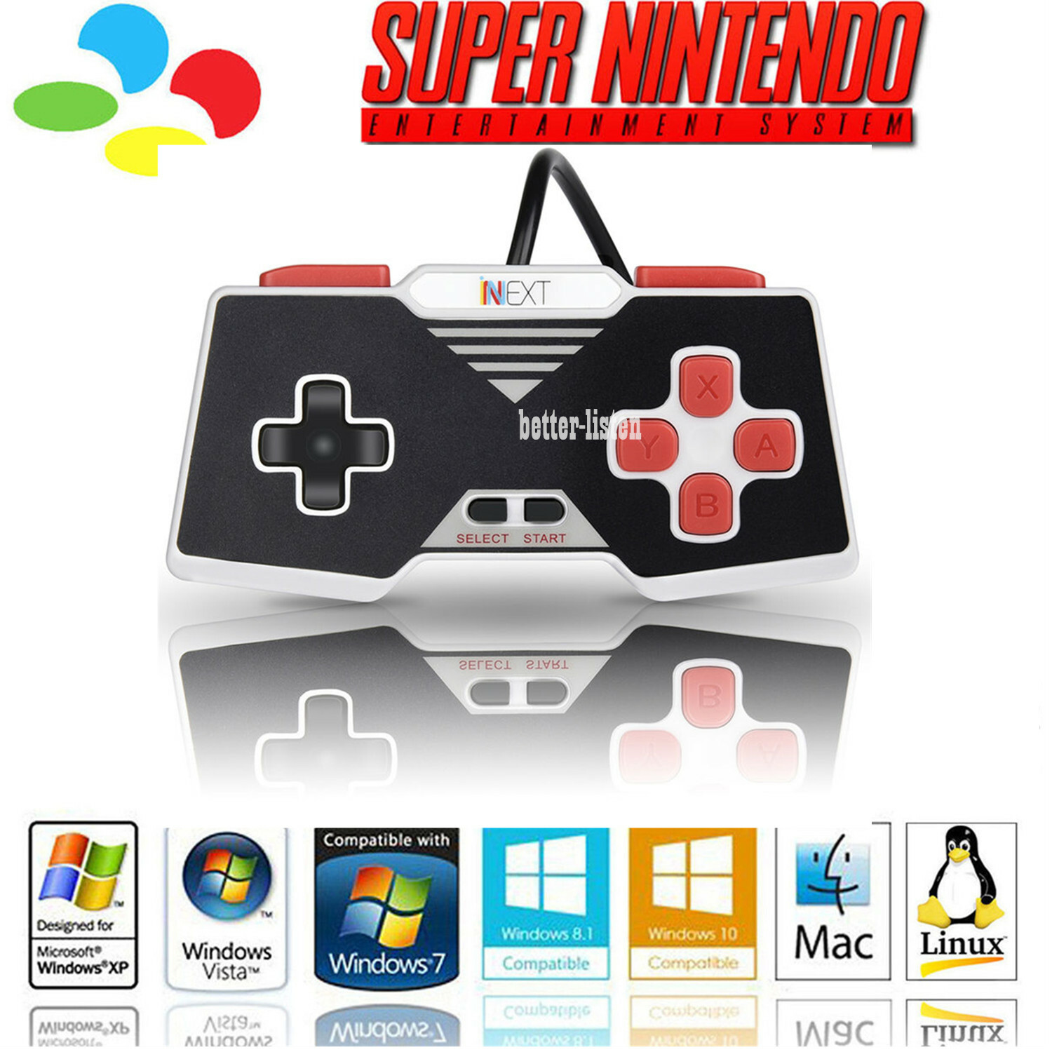 1/2 Pack SNES NES USB Super SNES USB Controller Gamepad For PC Mac Raspberry Pi
