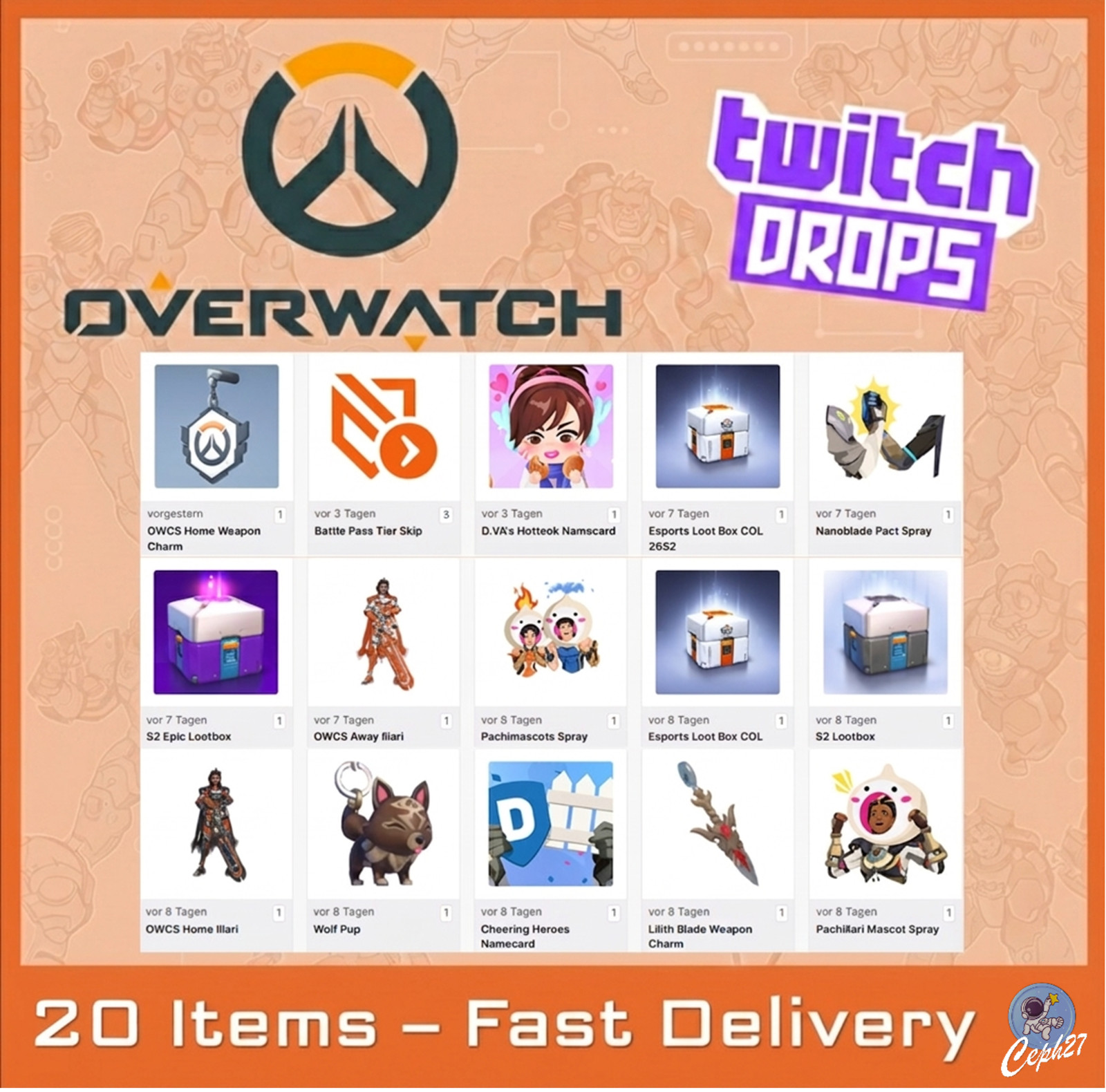 Overwatch Twitch Drops – 4x Loot Box + Hero Skins + MORE – ALL 20/20 Items