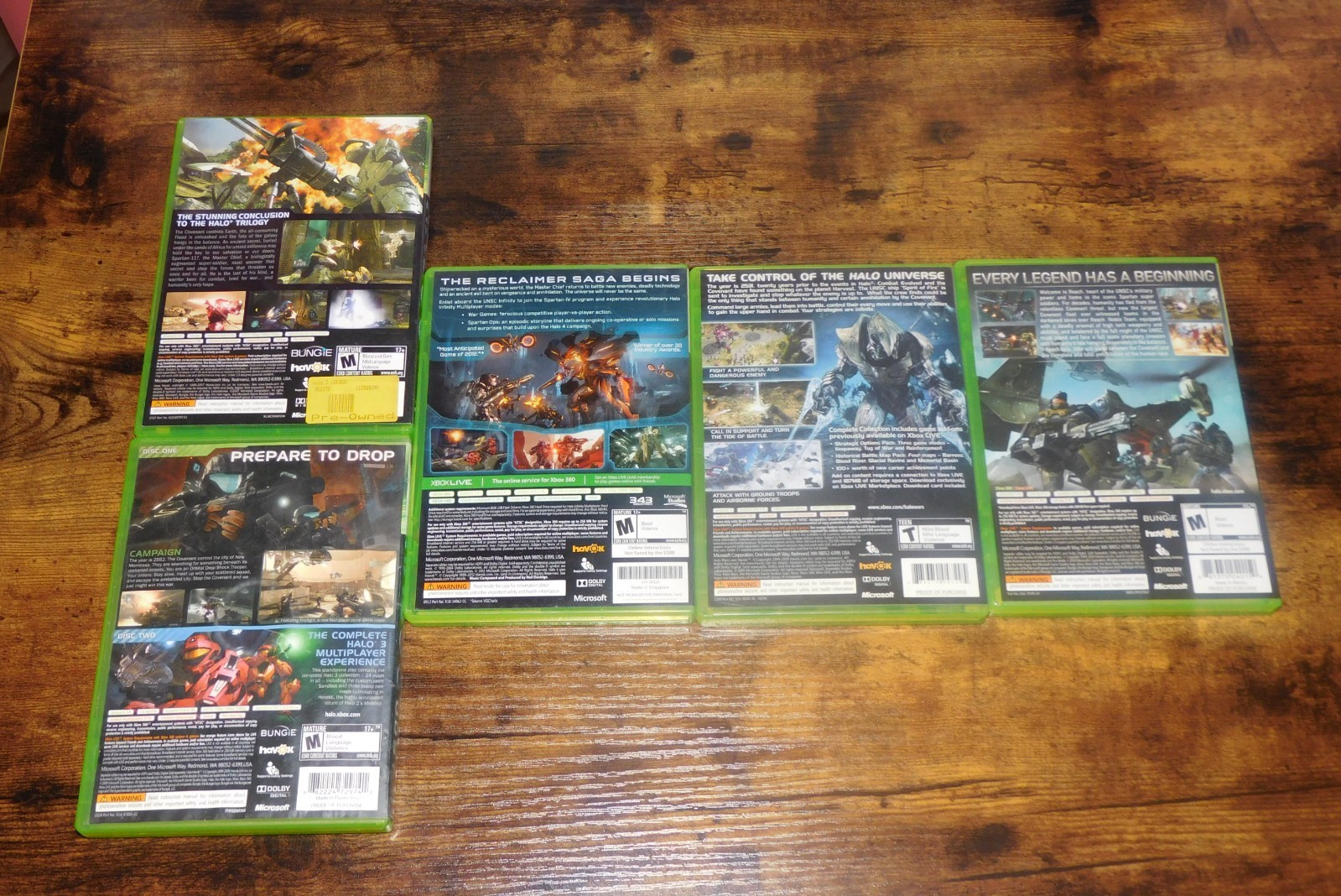 Xbox 360 Halo game lot (3, 3 ODST, 4, Reach, and Wars)