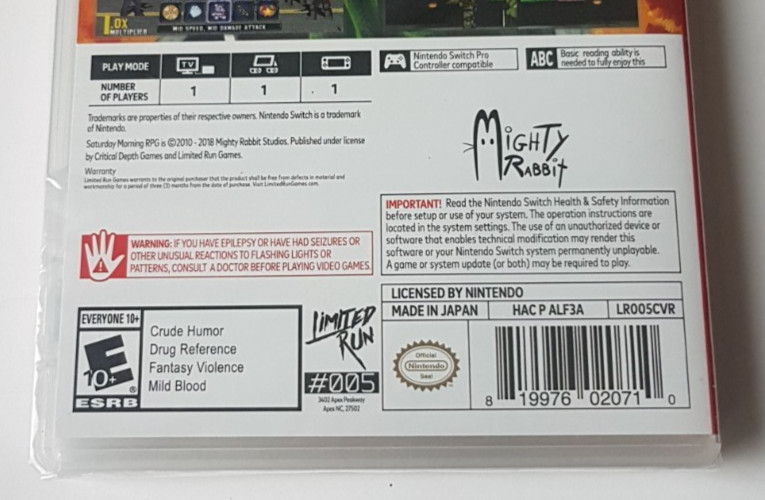 Saturday Morning Nintendo Switch RPG LRG #005 Physical Cartridge SEALED Limited