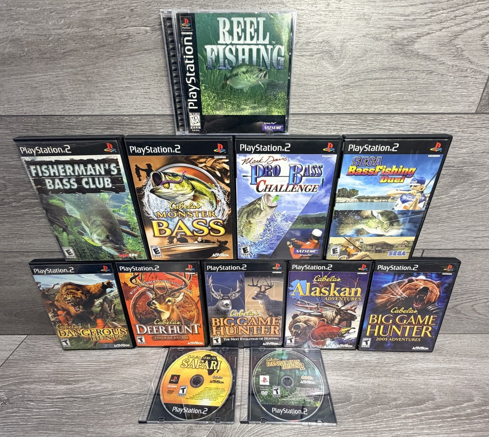 NICE! HUNTING & FISHING Bundle Lot Sony PlayStation 2 PS2 Slim Console Cabela’s