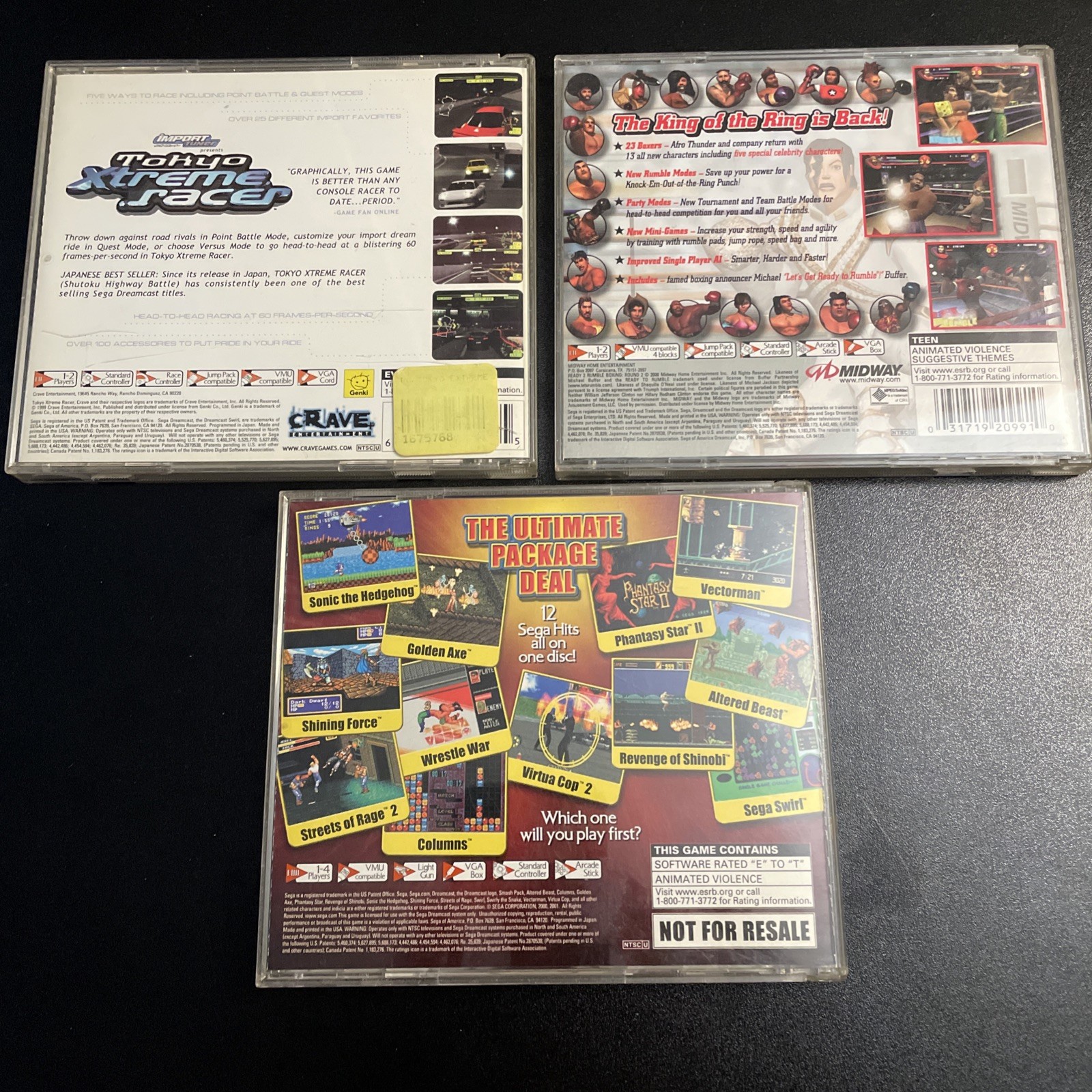 Dreamcast Lot! Ready 2 Rumble Boxing, Tokyo Xtreme Racer, Smashpack, CIB REGCARD