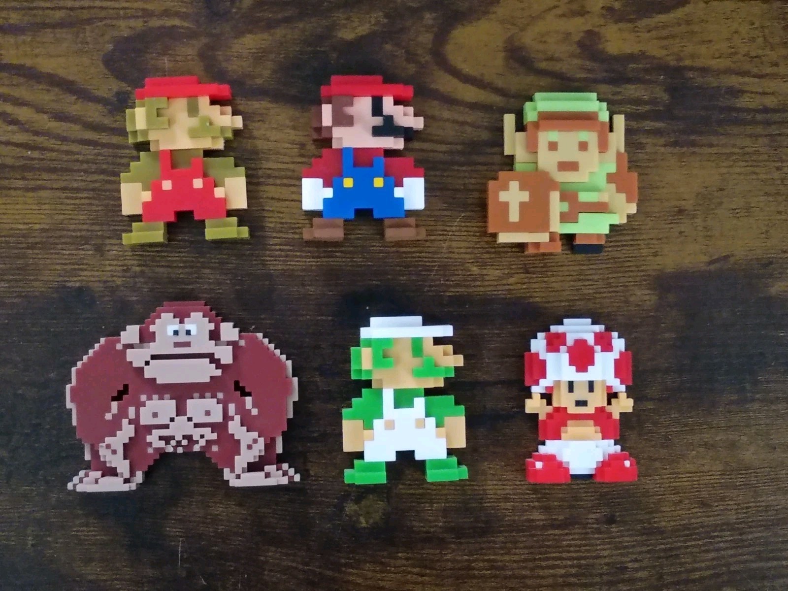 6-PK SUPER MARIO 2.5″ World of Nintendo 8-Bit Pixel Luigi Toad Donkey Kong Link