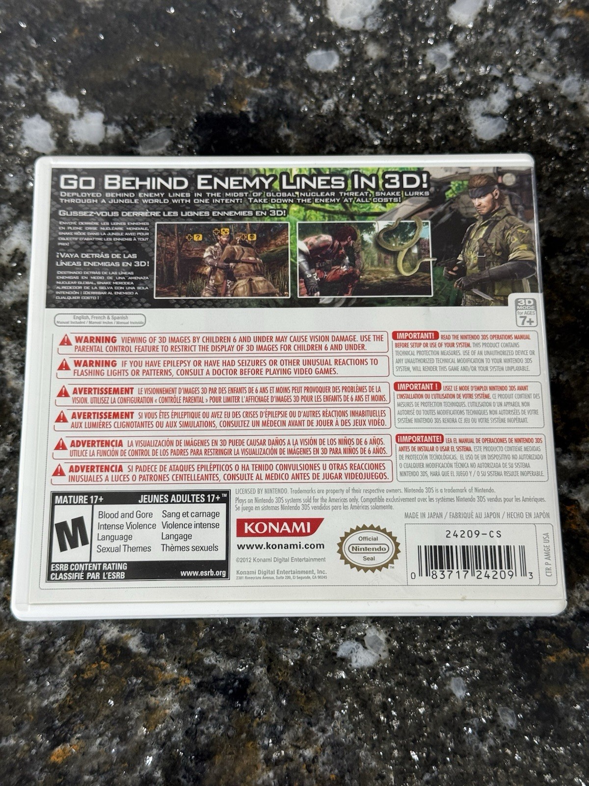 Metal Gear Solid 3D: Snake Eater (Nintendo 3DS, 2012) Konami COMPLETE CIB NICE!!