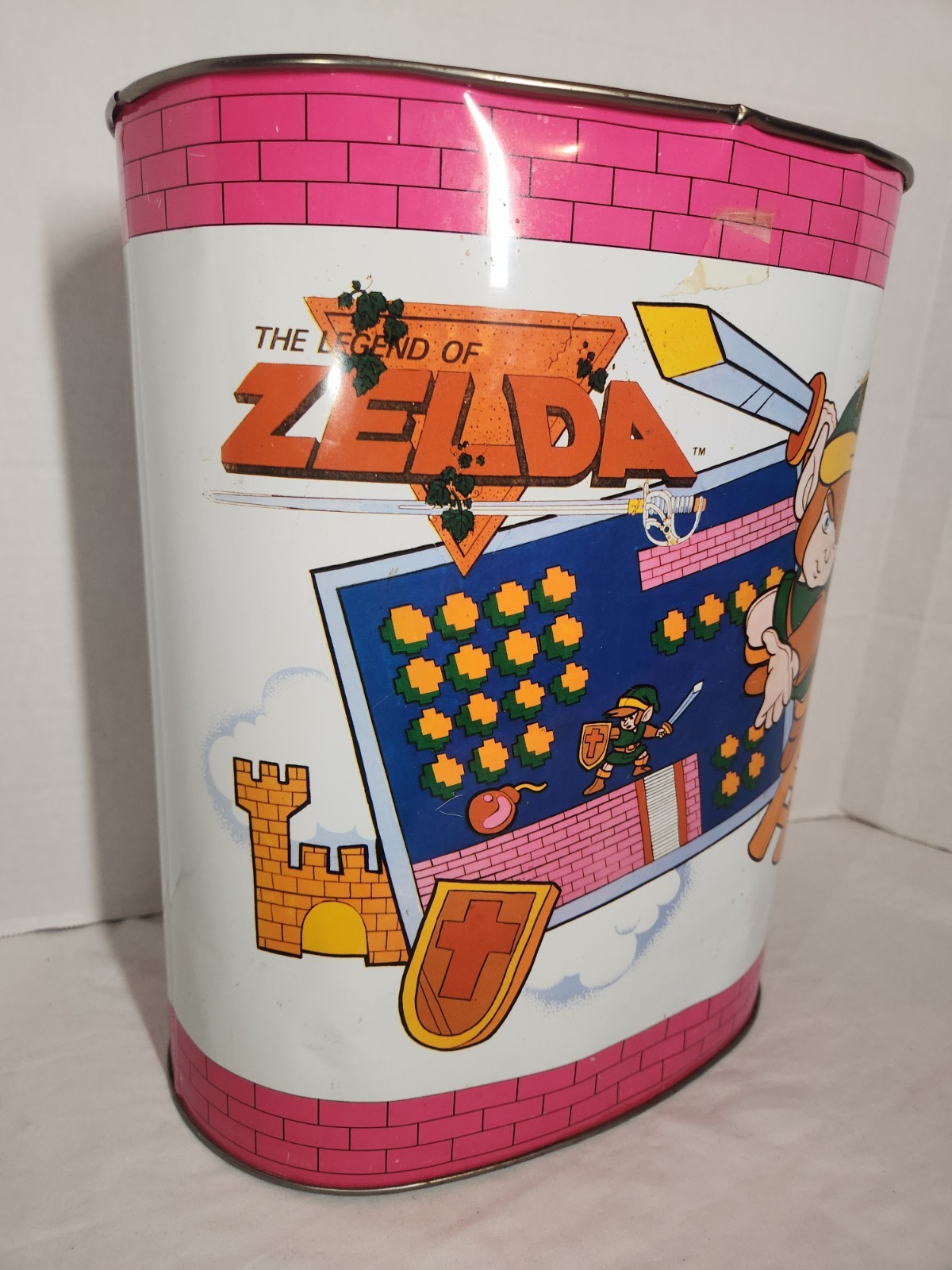 Vintage Rare 1988 Nintendo Legend of Zelda Metal Garbage / Collectible Trash Can