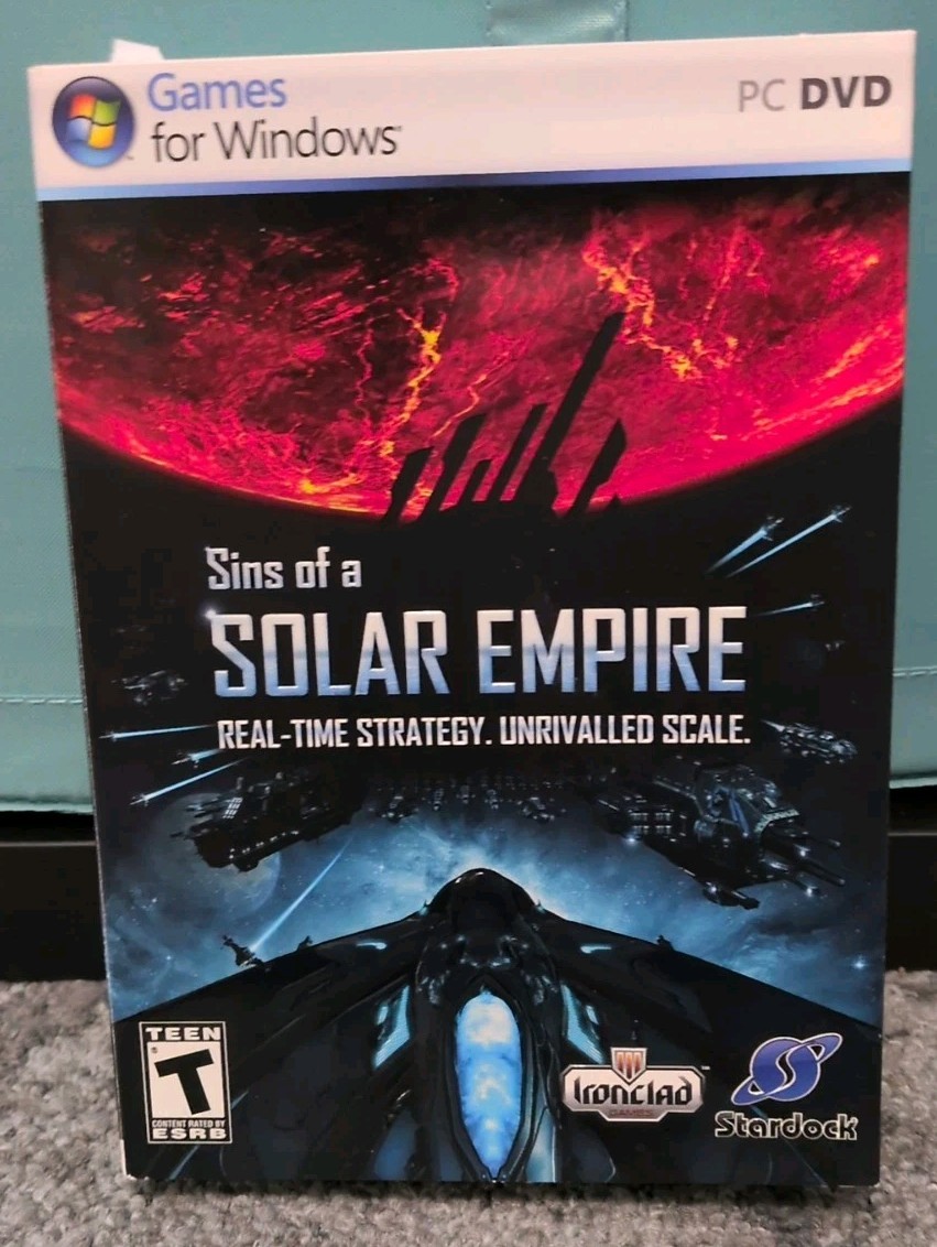 Sins of a Solar Empire PC DVD With Manual & Cardboard Foldout Cover Over Case
