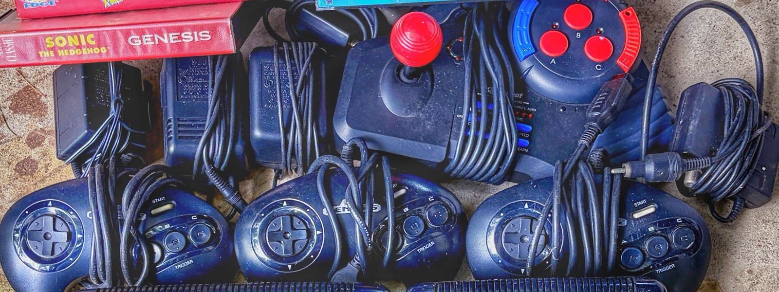 SEGA Genesis + Sega CD Bundle w 3 + Quick Shot Controllers, Games, Manual, Adapt