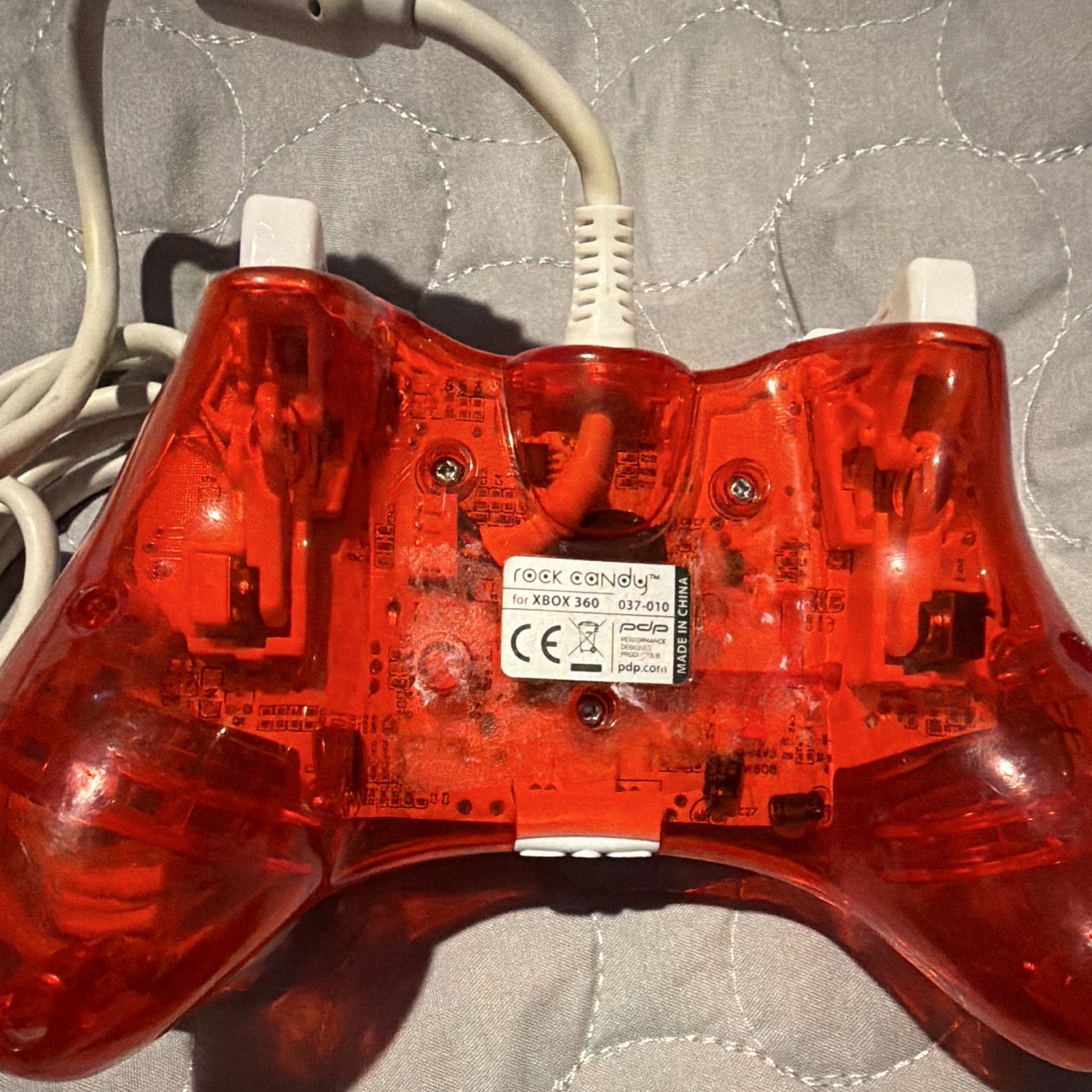 Rock Candy Wired Controllers Lot of 2 for Xbox 360 Transparent Blue & Red 7ft