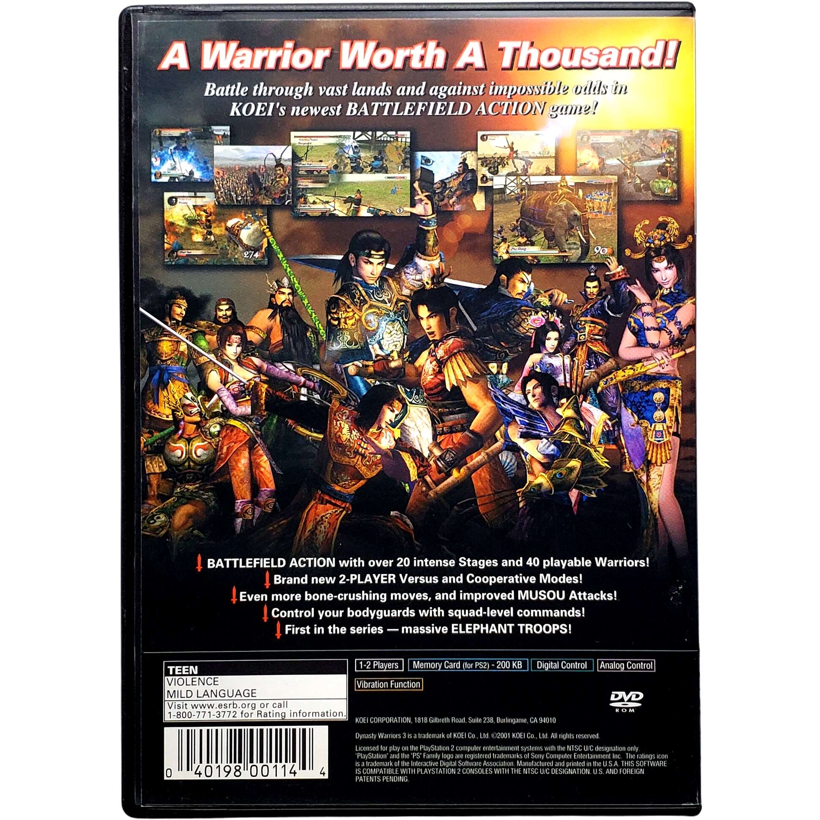 Dynasty Warriors 3 – Sony Playstation 2 Pristine Tested Authentic